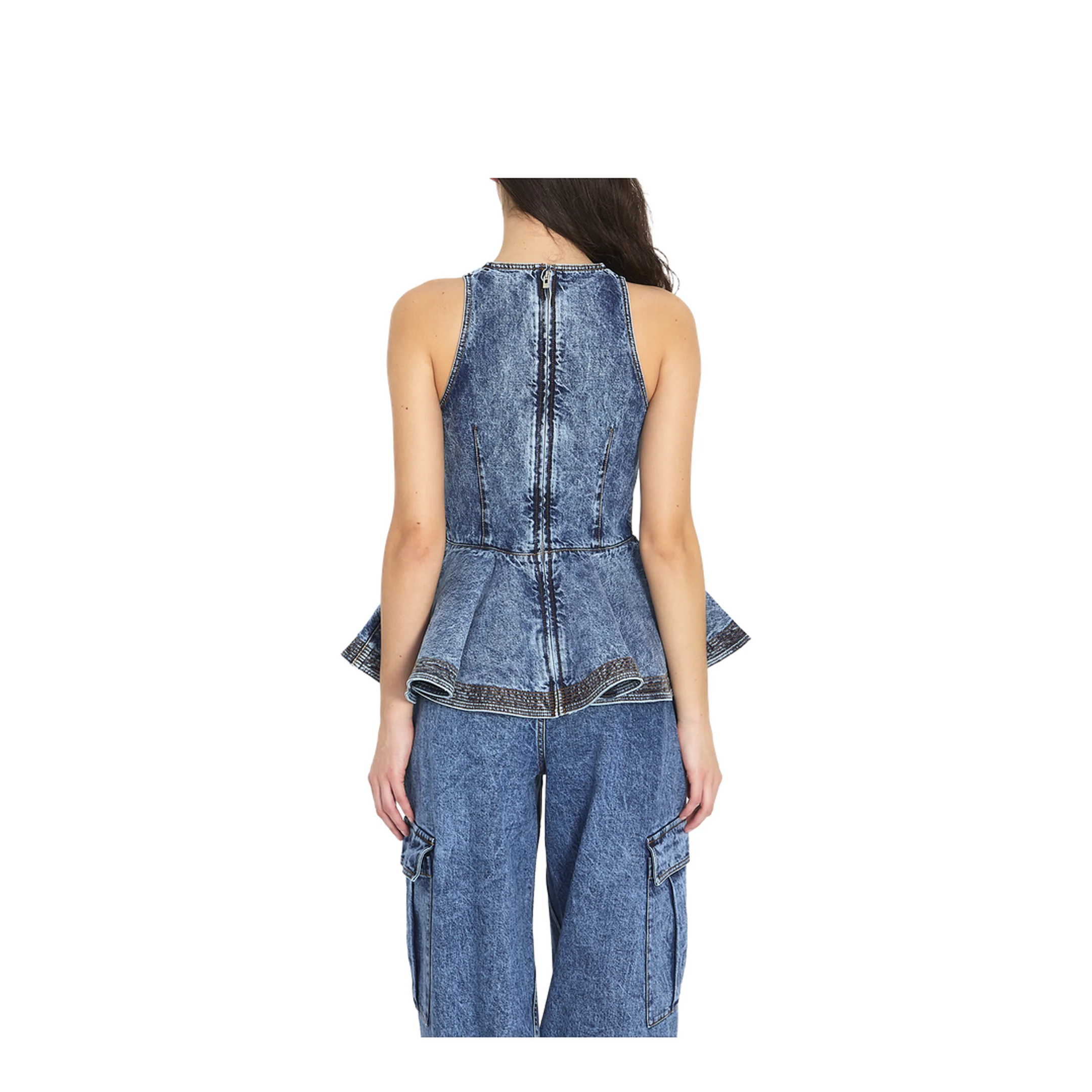 Denim Peplum Top - Image 4