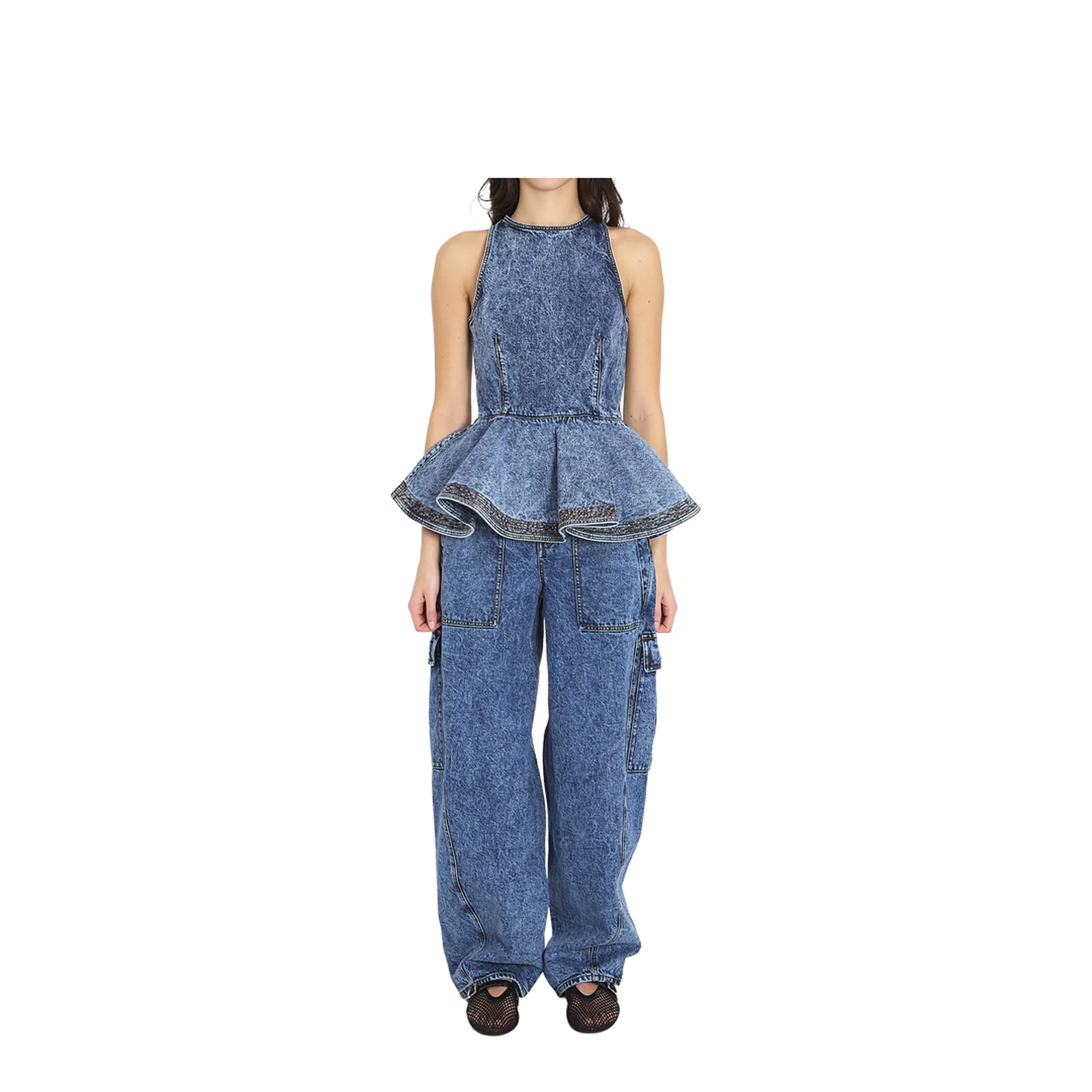 Denim Peplum Top - Image 5