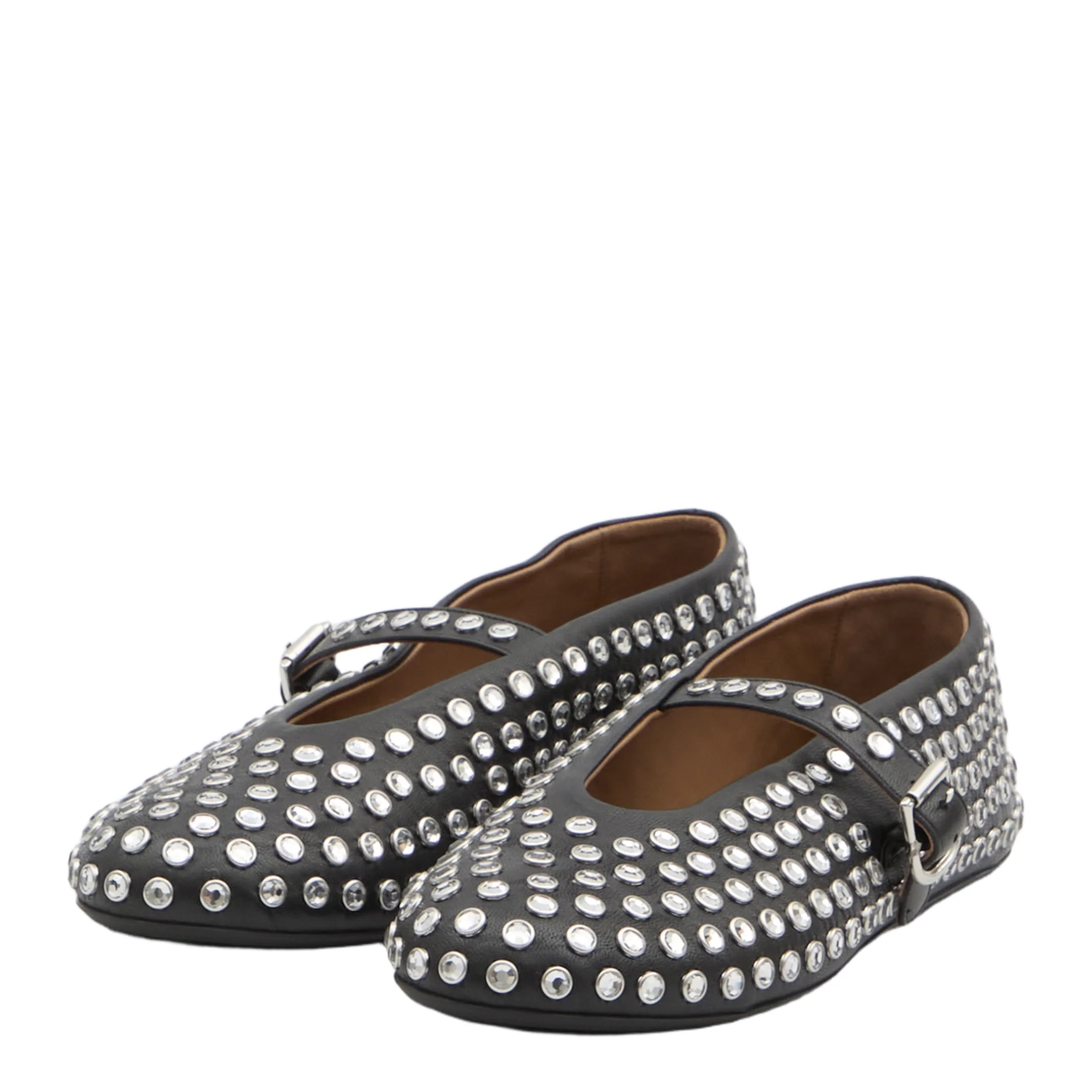 Noir Strass Lambskin Ballet Flats - Image 2
