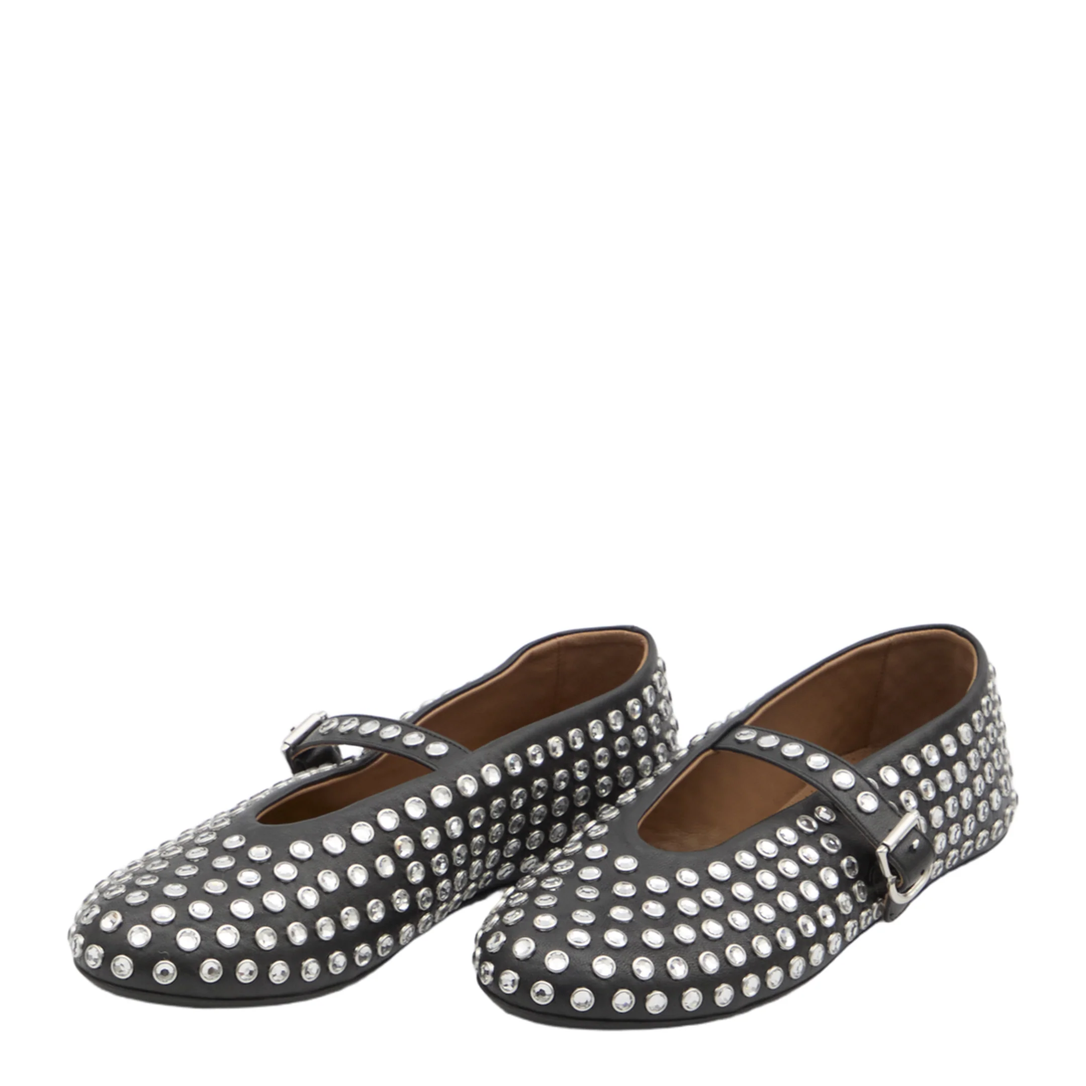 Noir Strass Lambskin Ballet Flats - Image 5