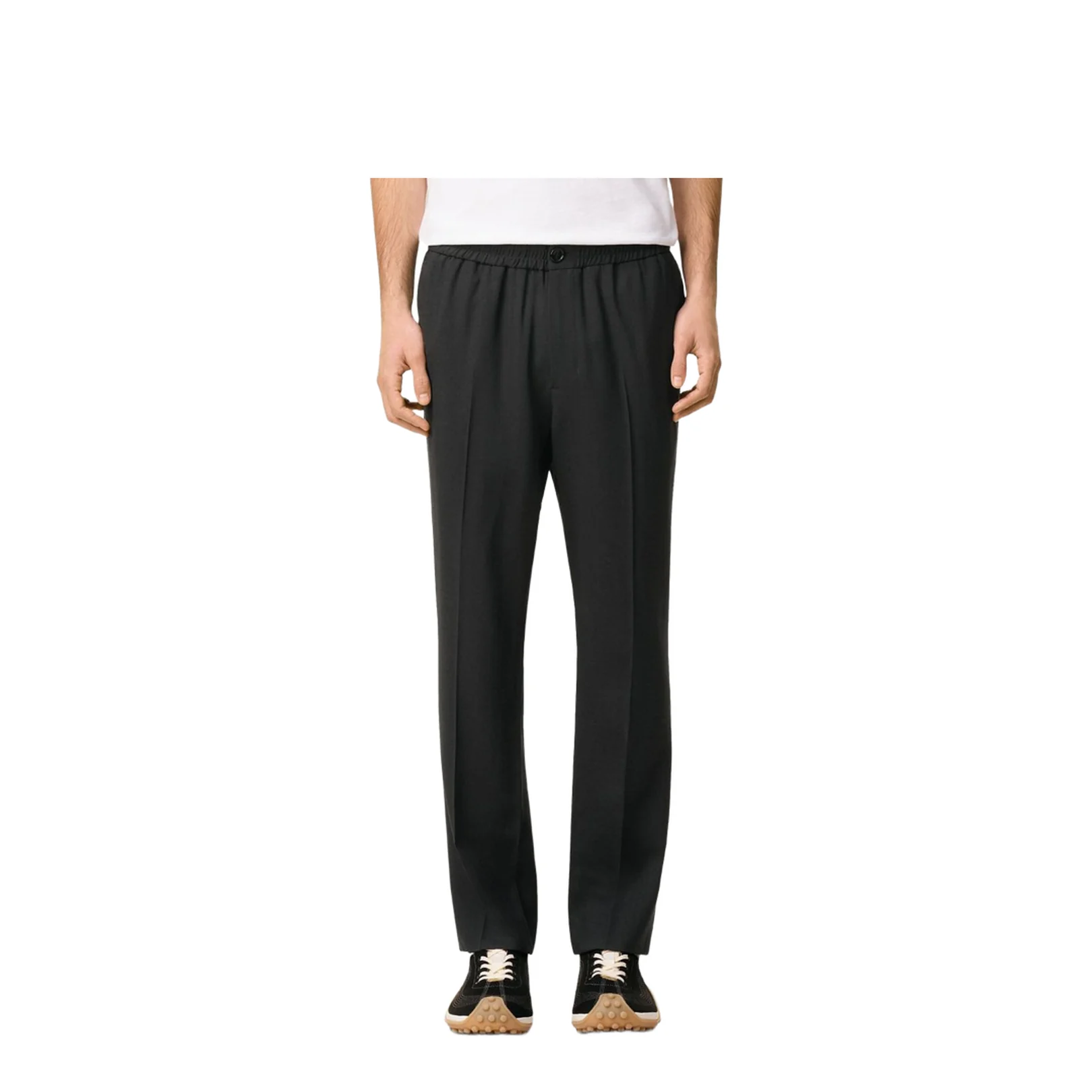 Black Wool Elasticated Waist Trousers - Image 6