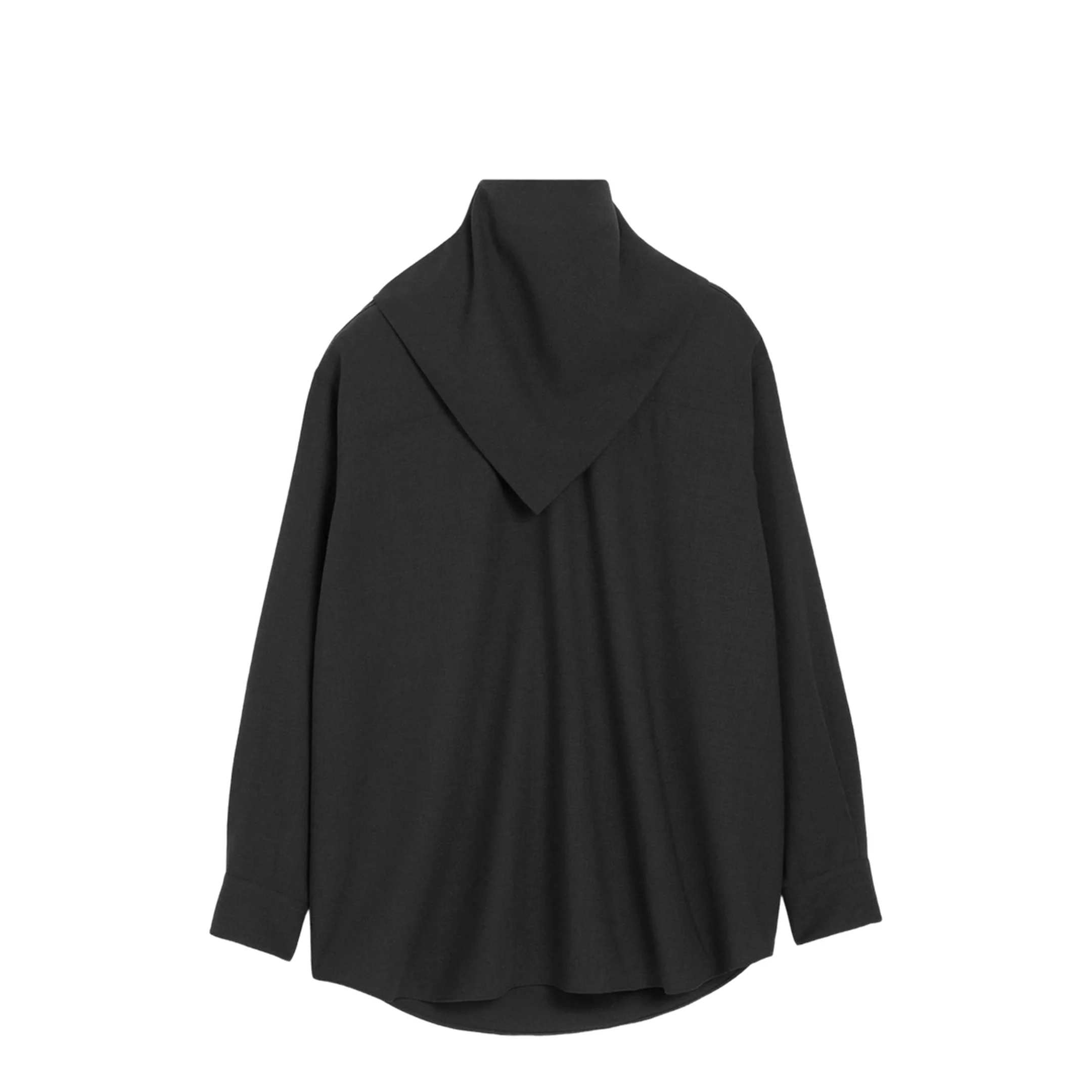 Black Wool Long Sleeves Bandana Blouse