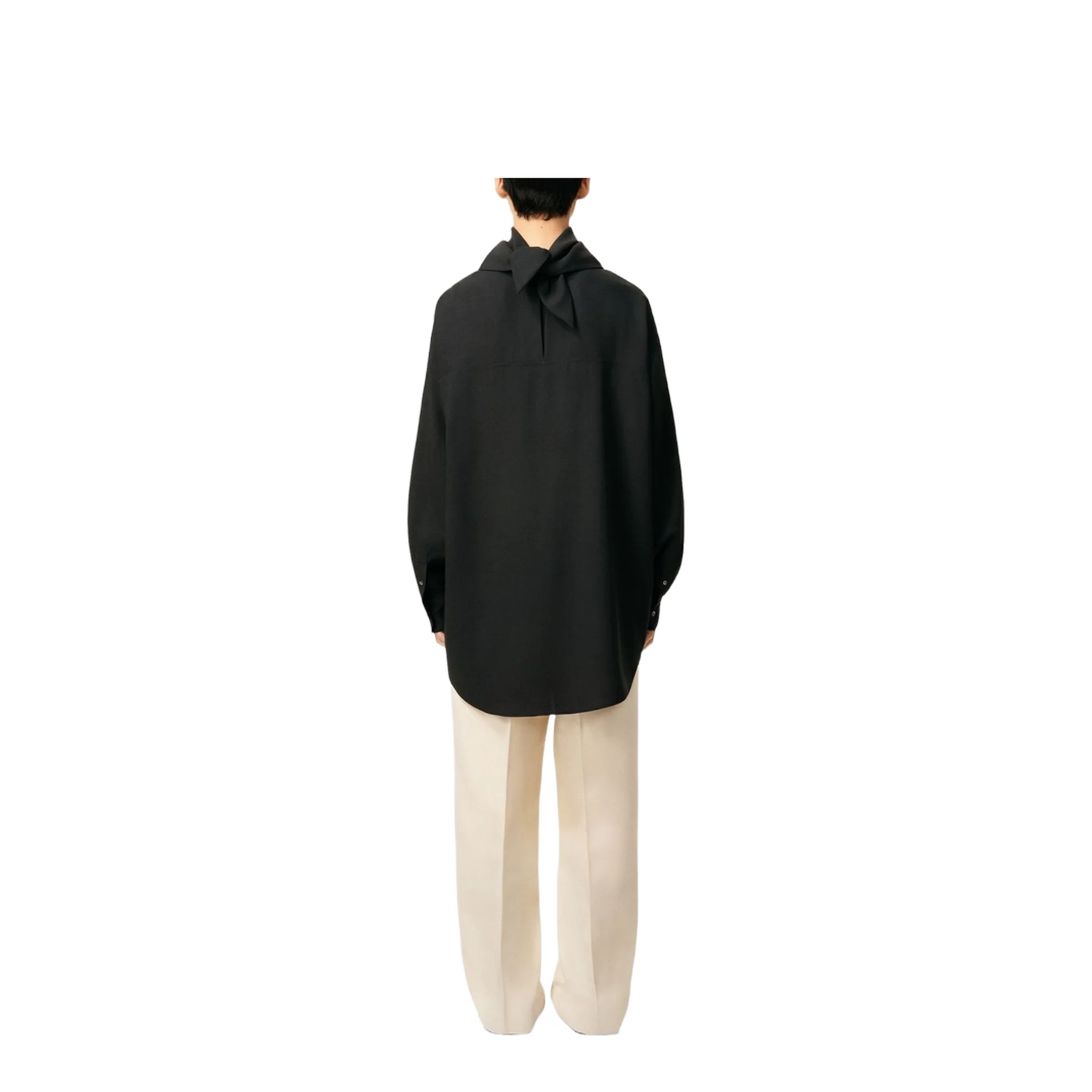 Black Wool Long Sleeves Bandana Blouse - Image 6