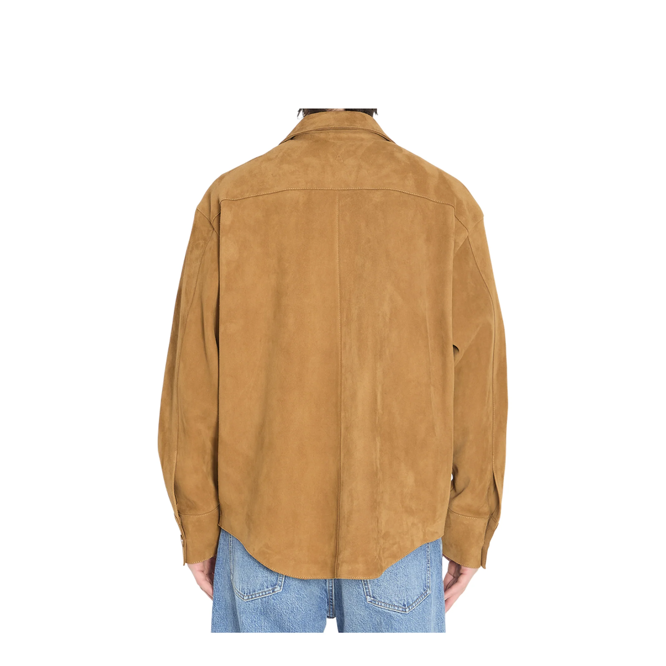 Brown Goat Leather Buttoned Overshirt - Image 4