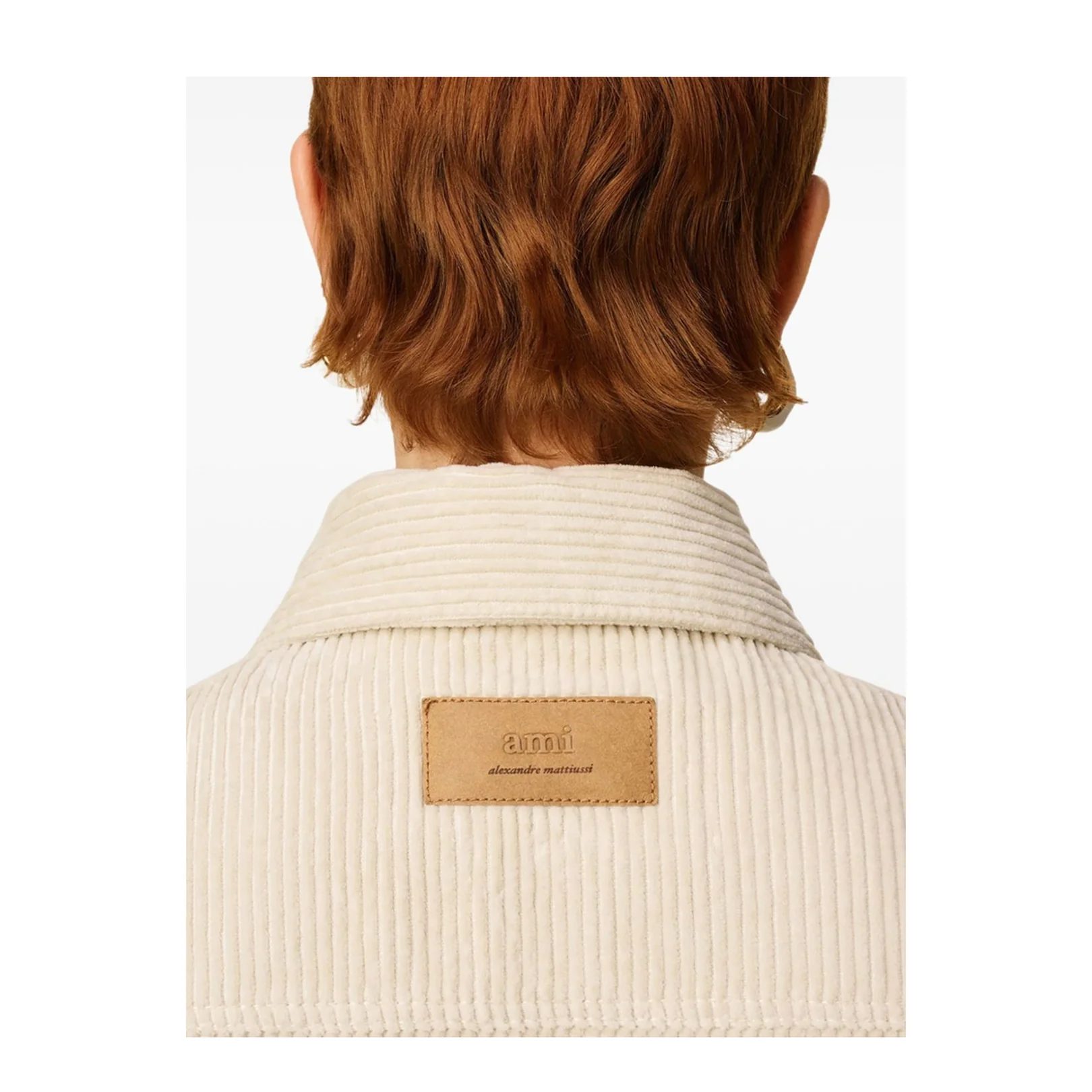 Ivory White Cotton Corduroy Side Slit Overshirt - Image 6
