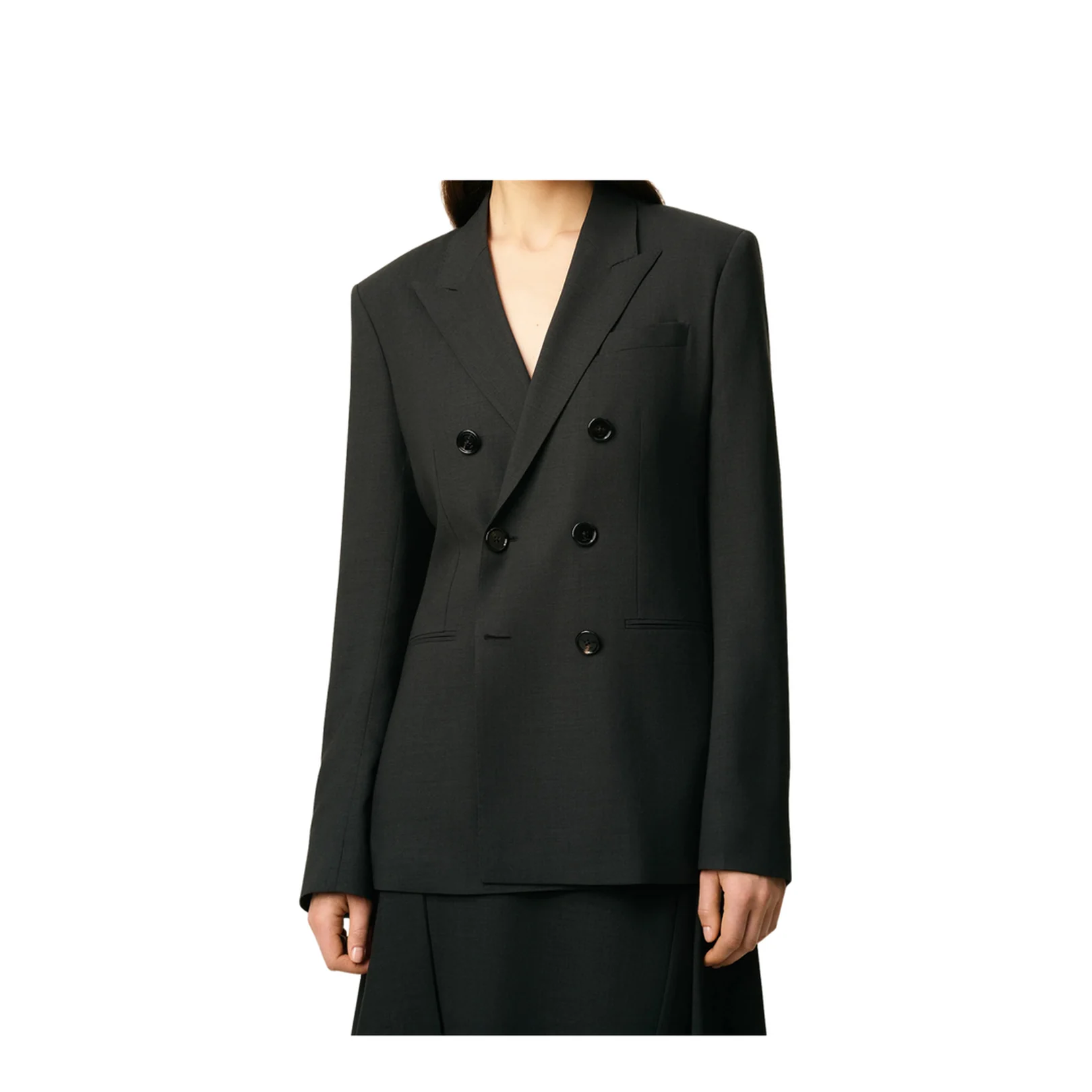 Black Wool Double Breasted Jacket - Image 2