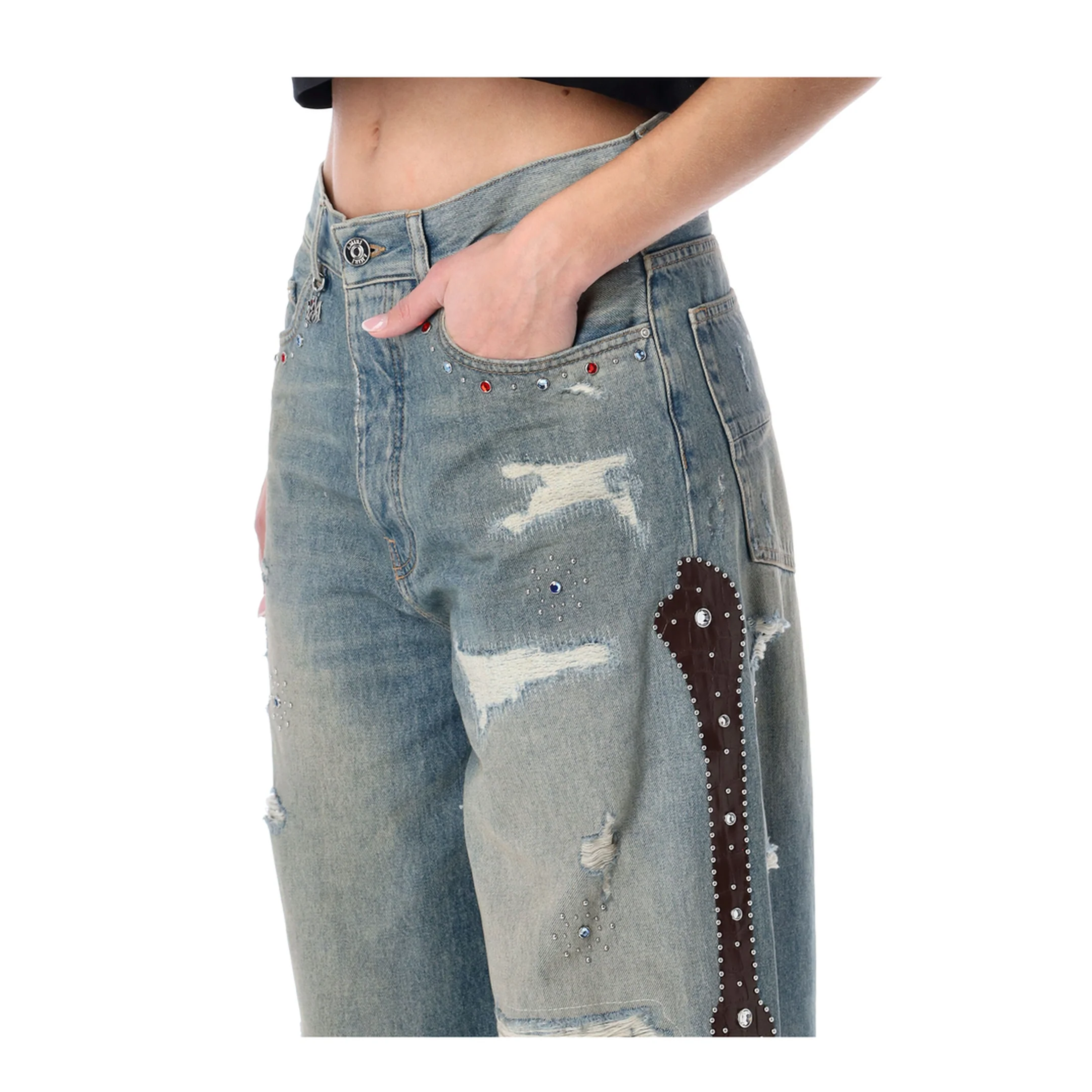 Bones Wide Leg Studded Jeans - Image 3