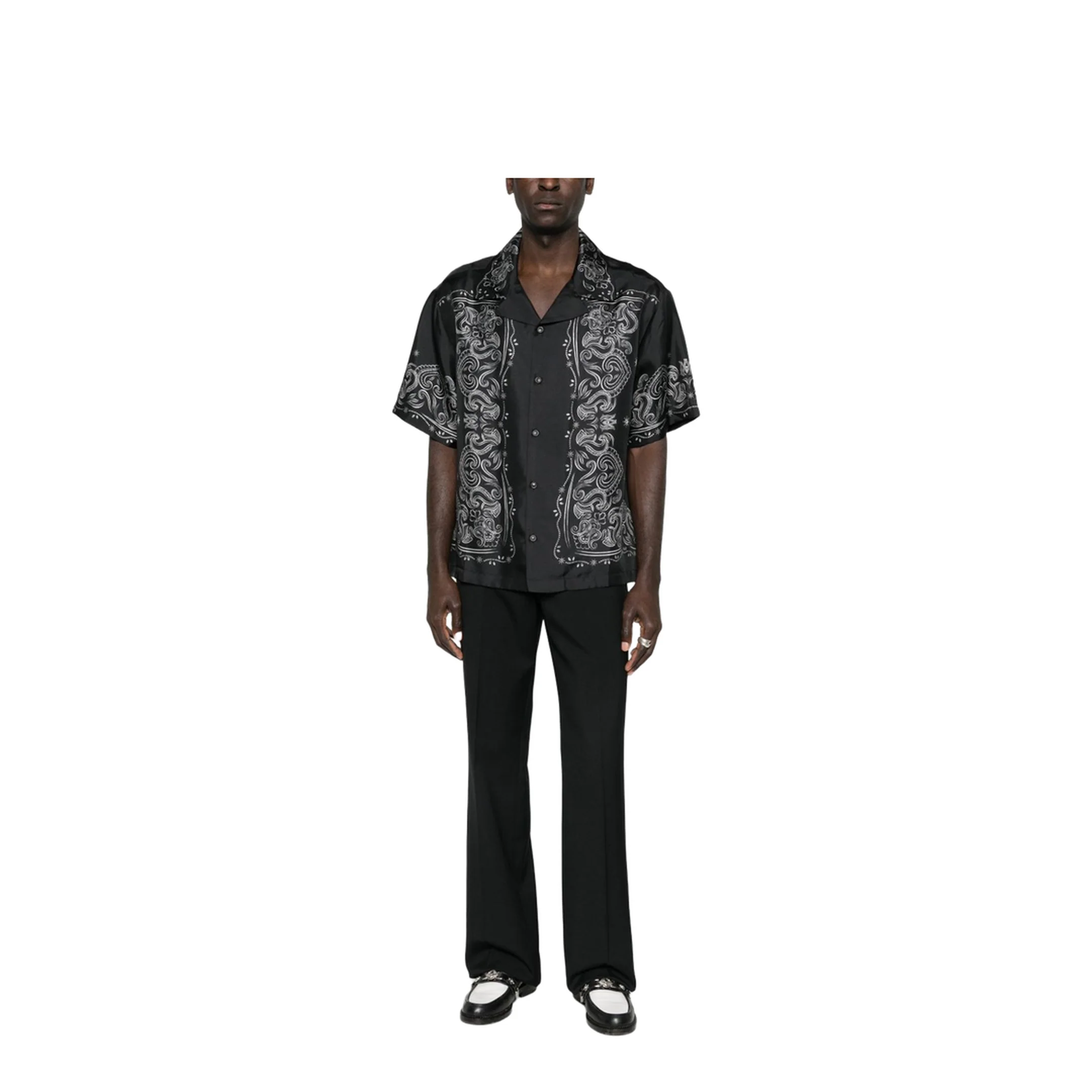 Men's Bandana Print Shirt Black - Image 3