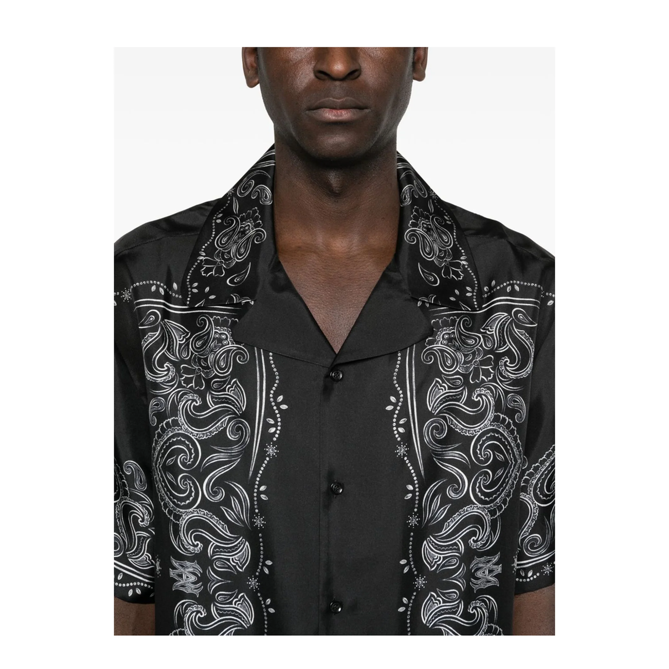 Men's Bandana Print Shirt Black - Image 4