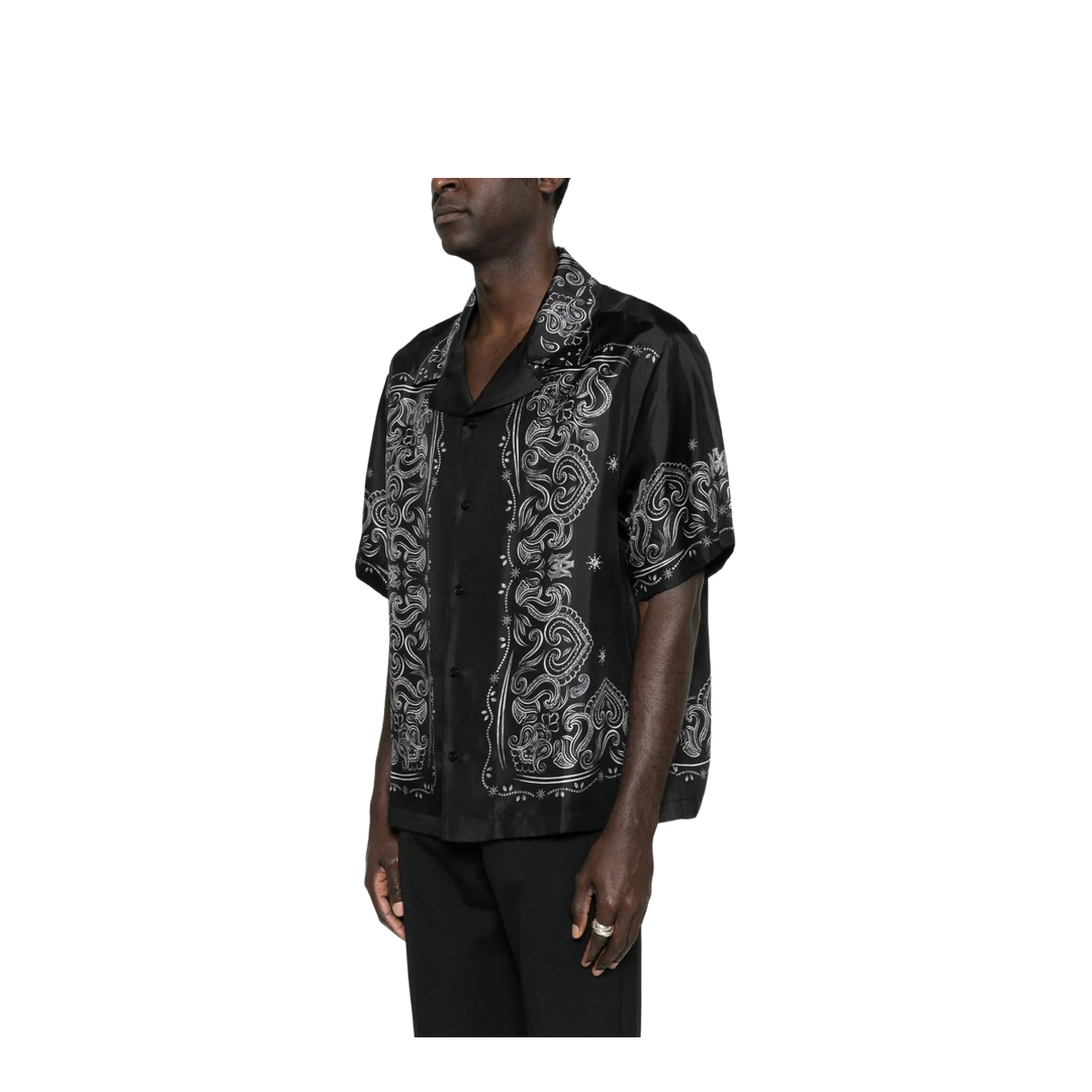 Men's Bandana Print Shirt Black - Image 5