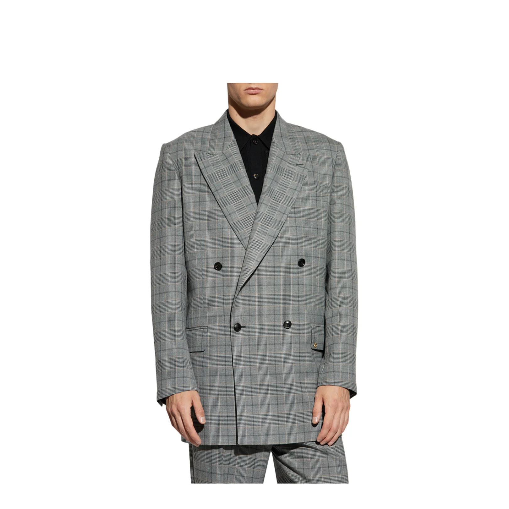 Double Breasted Blazer with Check Pattern - Image 3