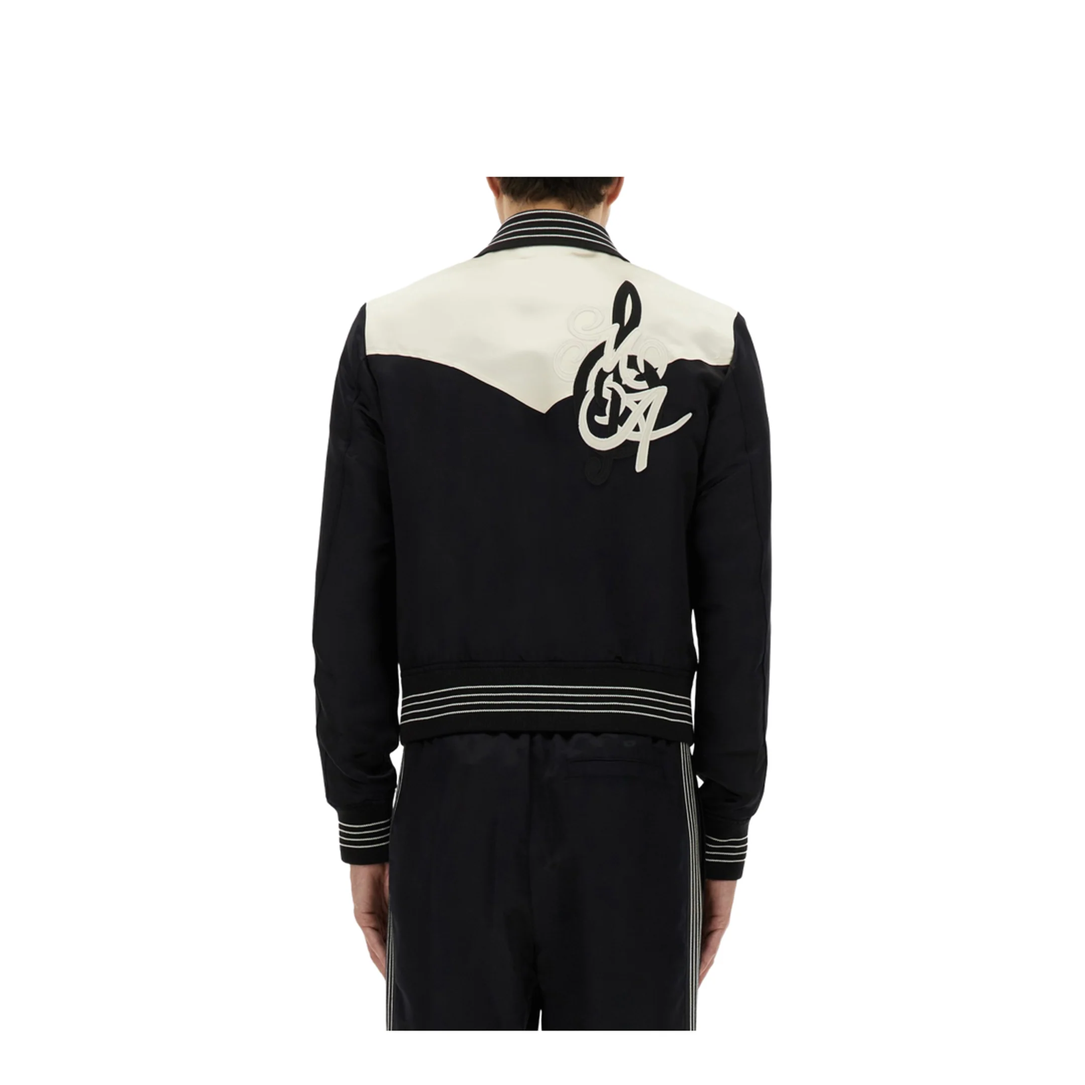 Music Black Polyester Blend Bomber Jacket - Image 3