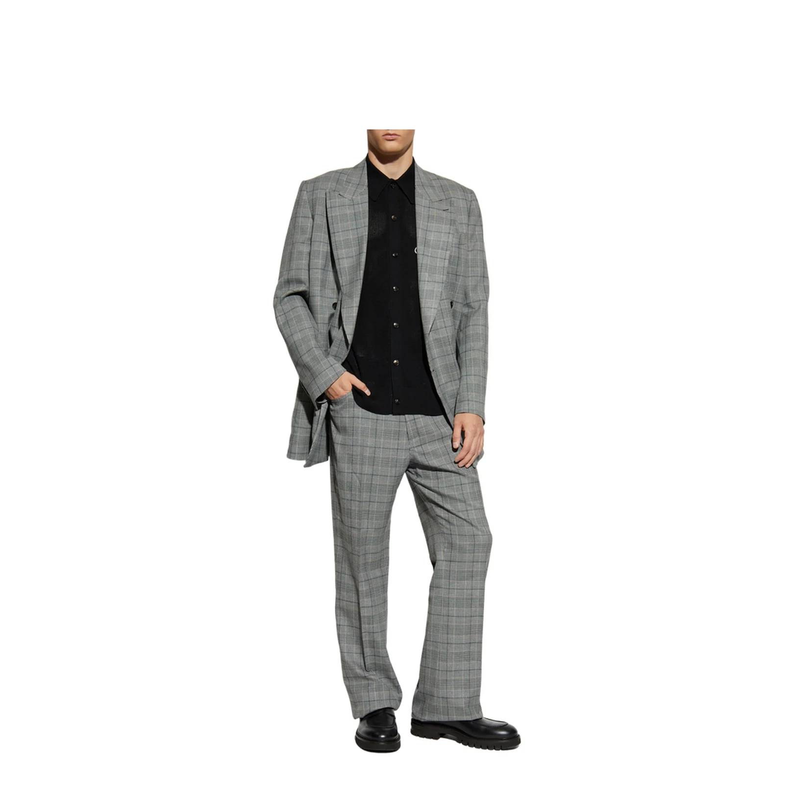Plaid Patterned Trousers Grey - Image 2