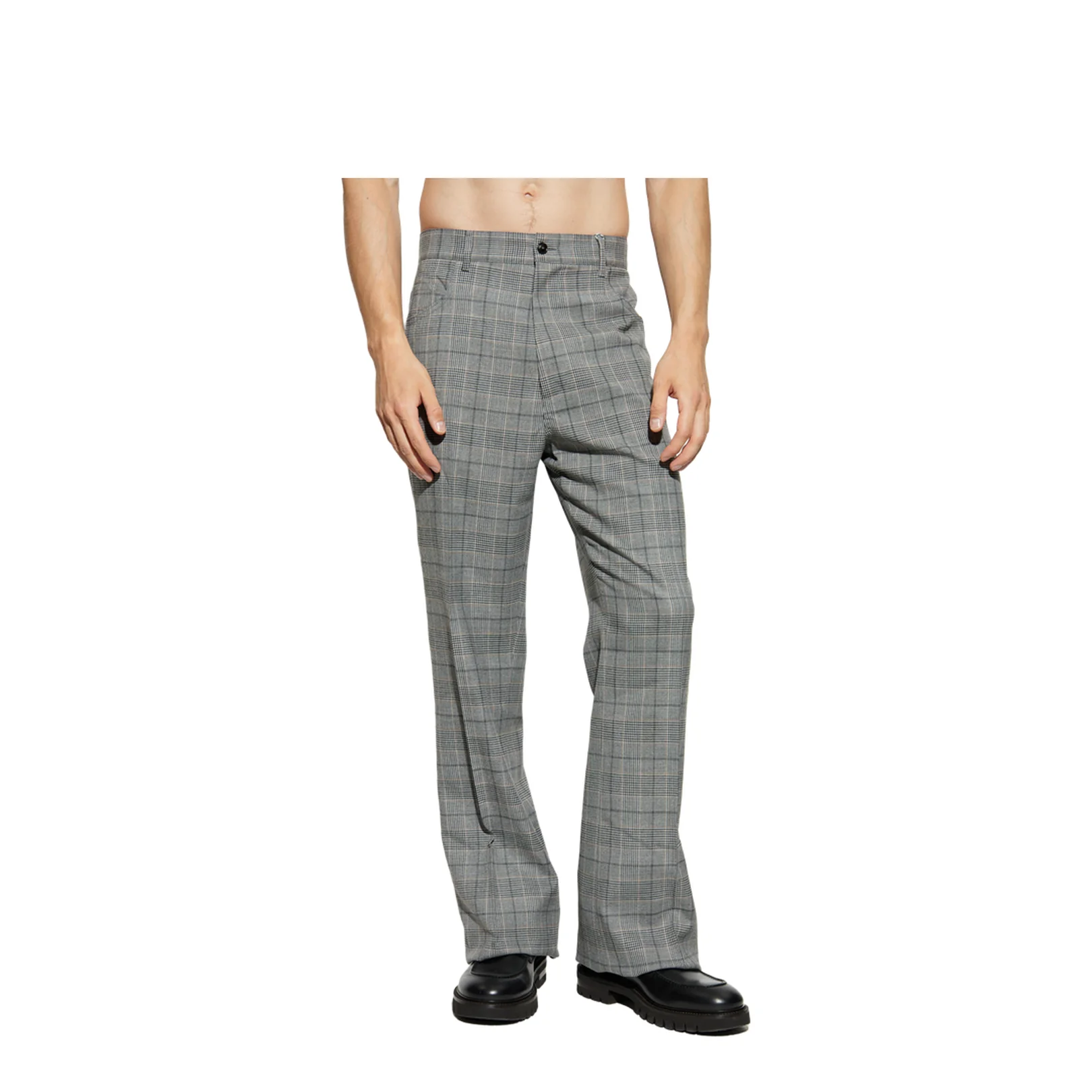 Plaid Patterned Trousers Grey - Image 3