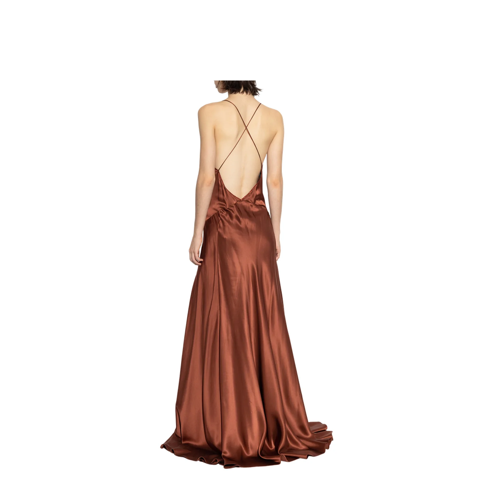 Silk Dress with Spaghetti Straps Copper - Image 4
