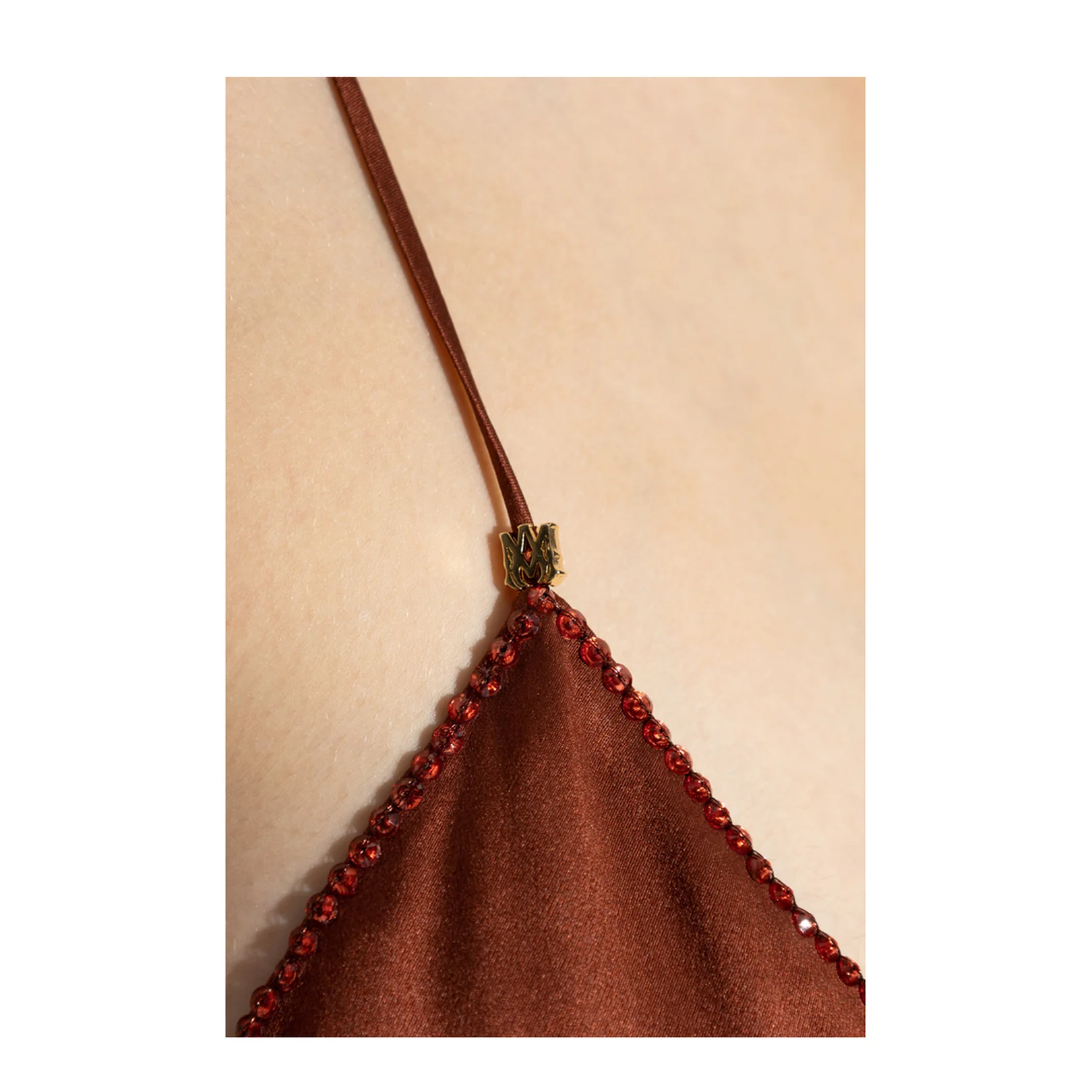Silk Dress with Spaghetti Straps Copper - Image 5