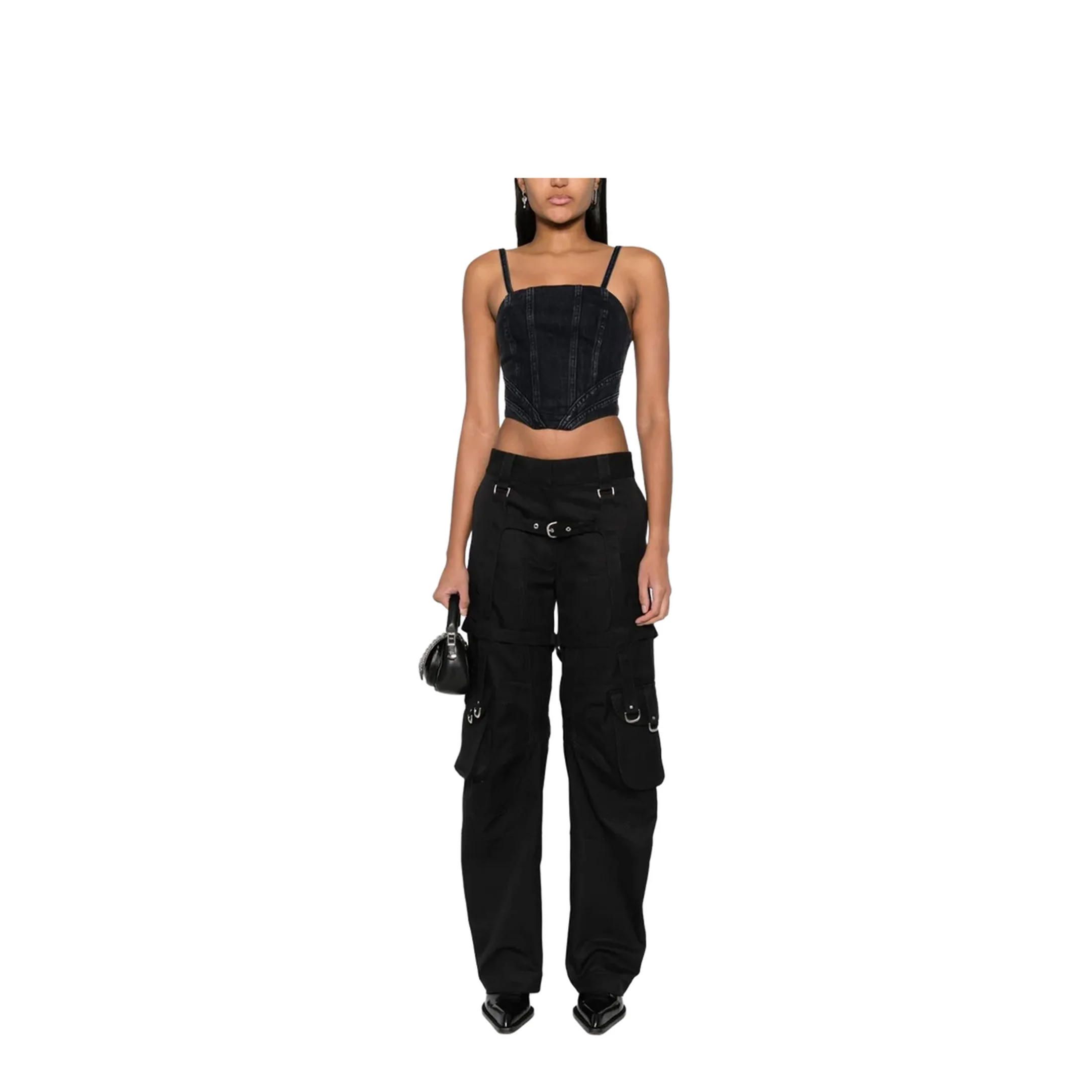 Denim Corset Top - Black - Image 2