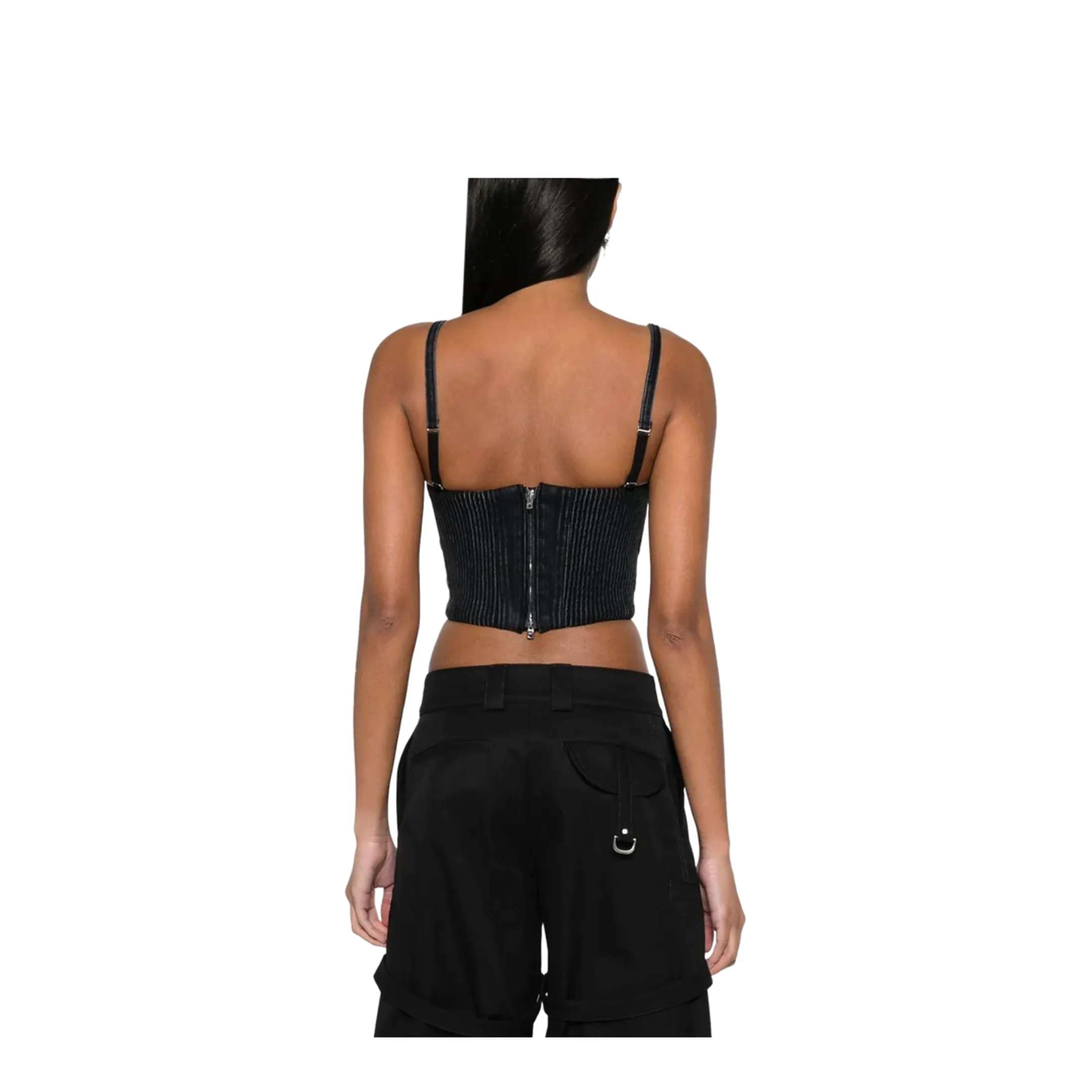Denim Corset Top - Black - Image 4