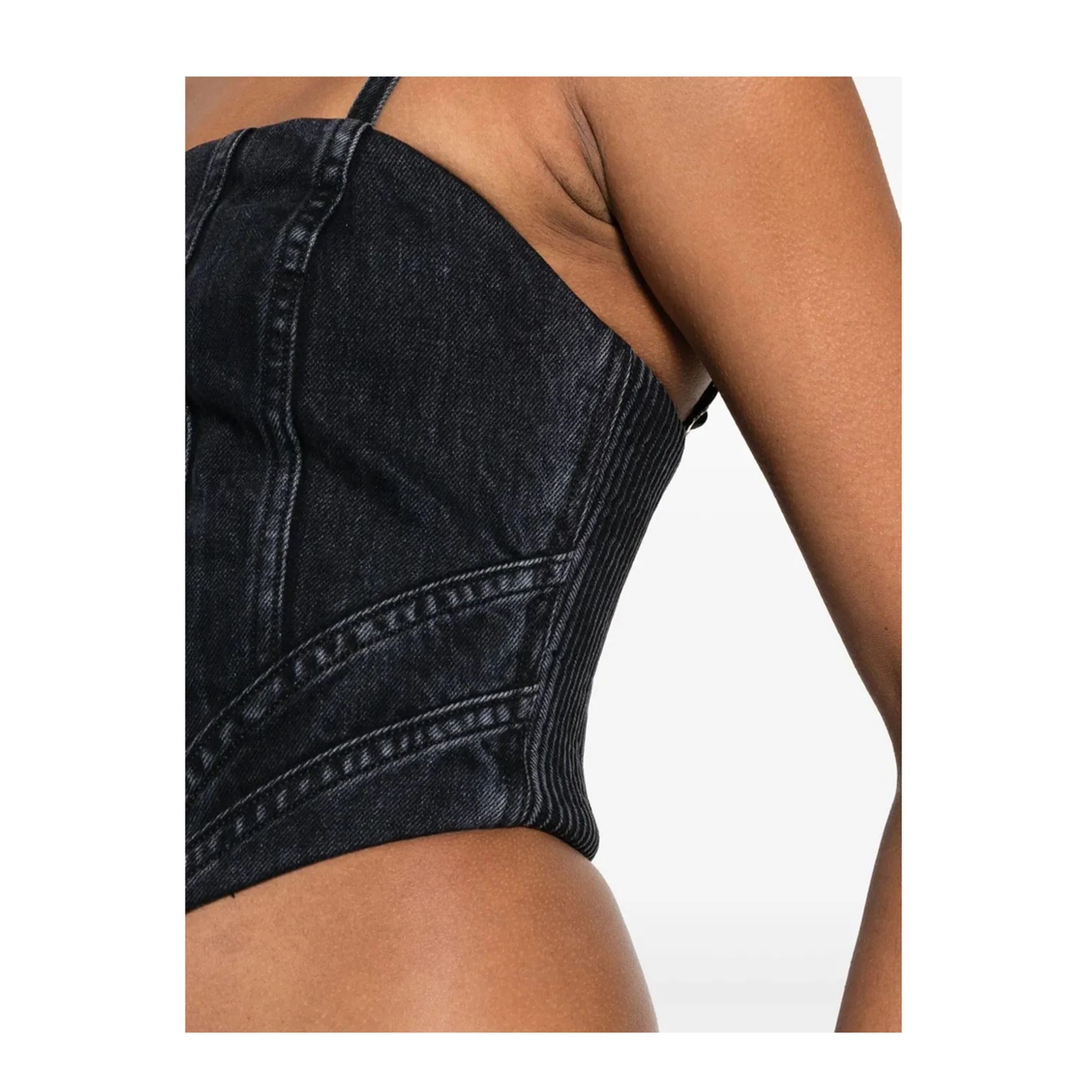 Denim Corset Top - Black - Image 5
