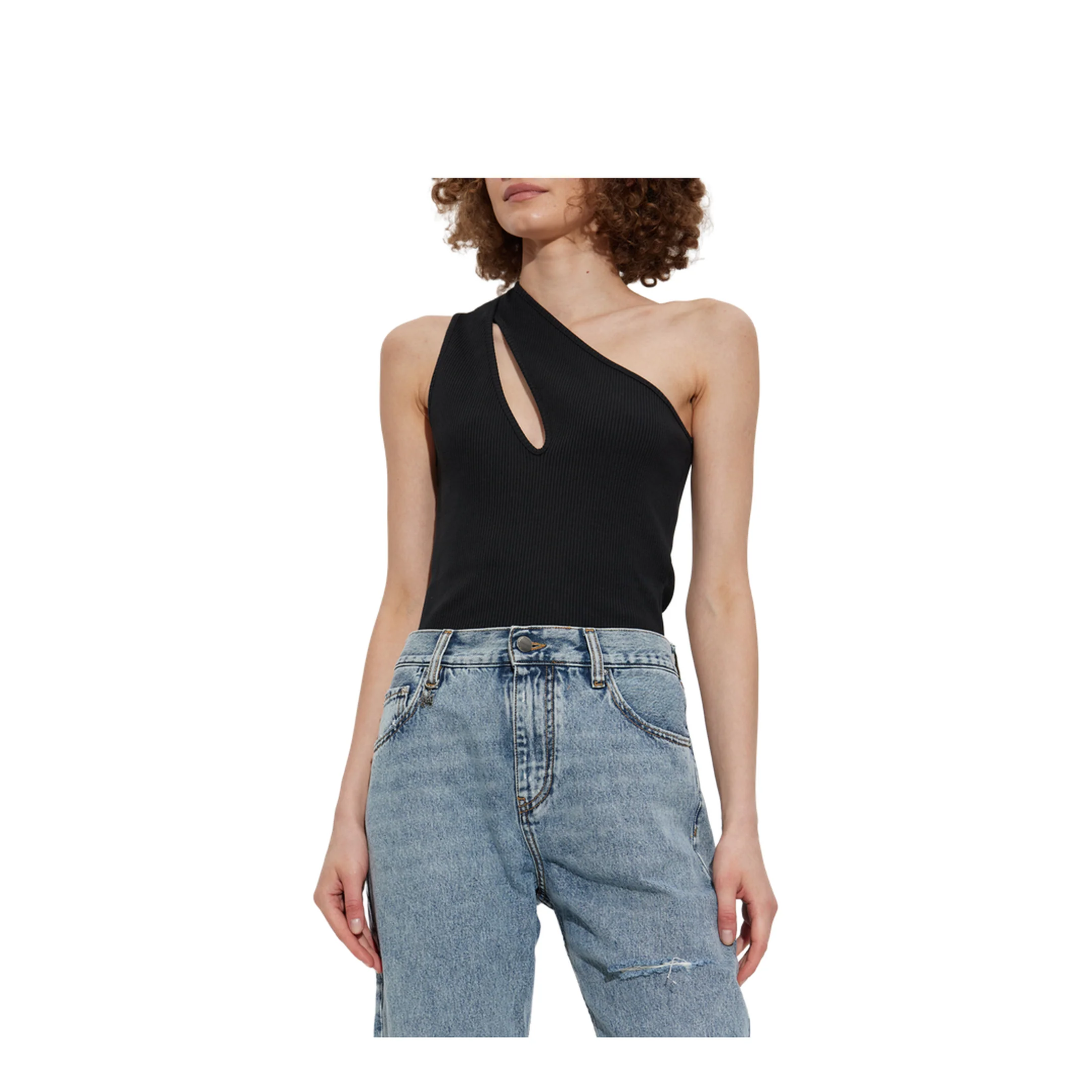 Women's Cut-Out Top in Black - Image 3