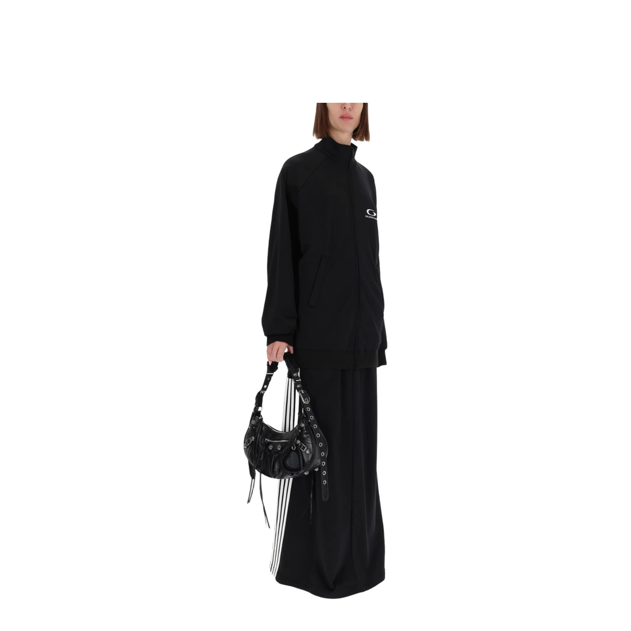 Black Cotton Zip-Up Tracksuit Jacket - Image 2