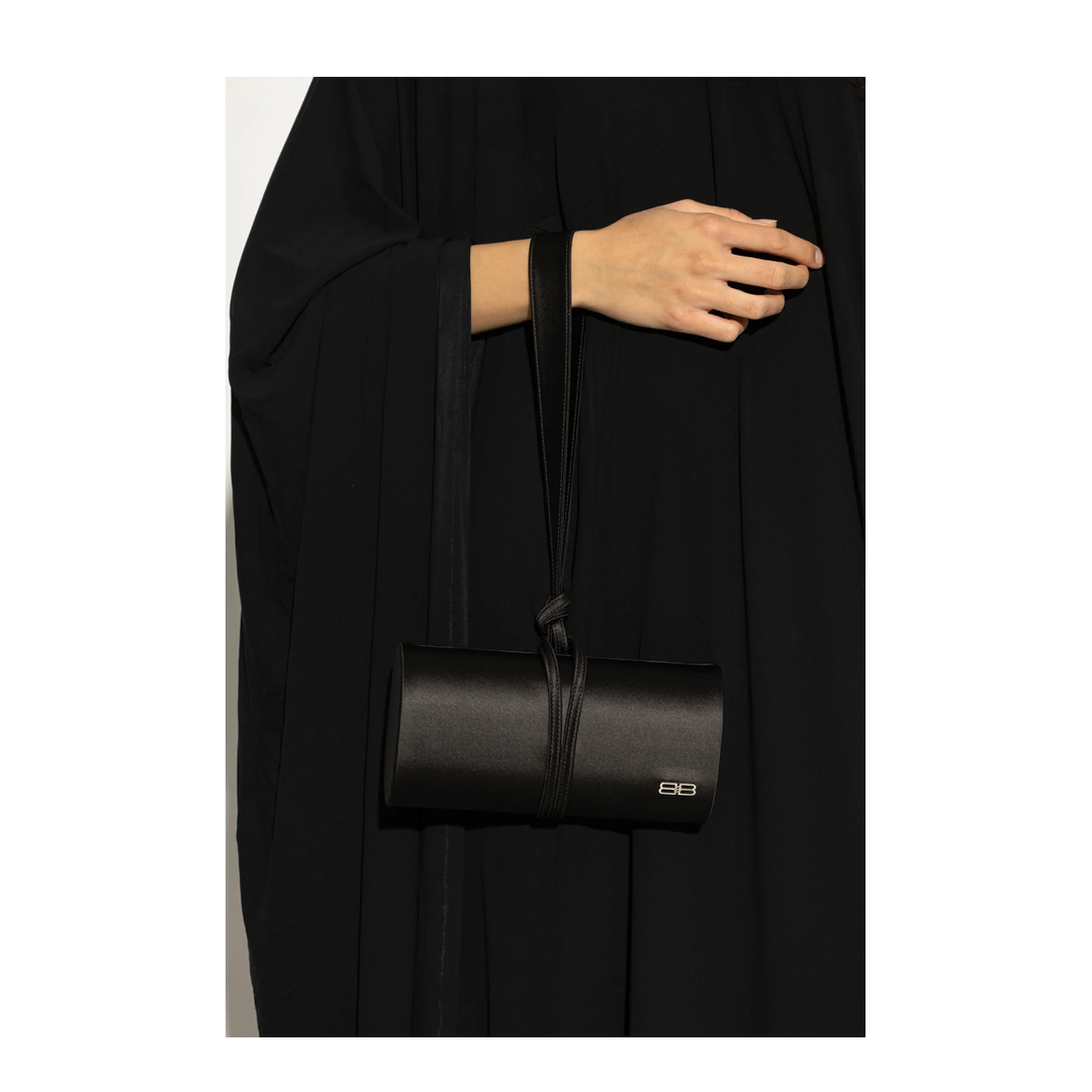 Satin Black Top Handle Bag - Image 2