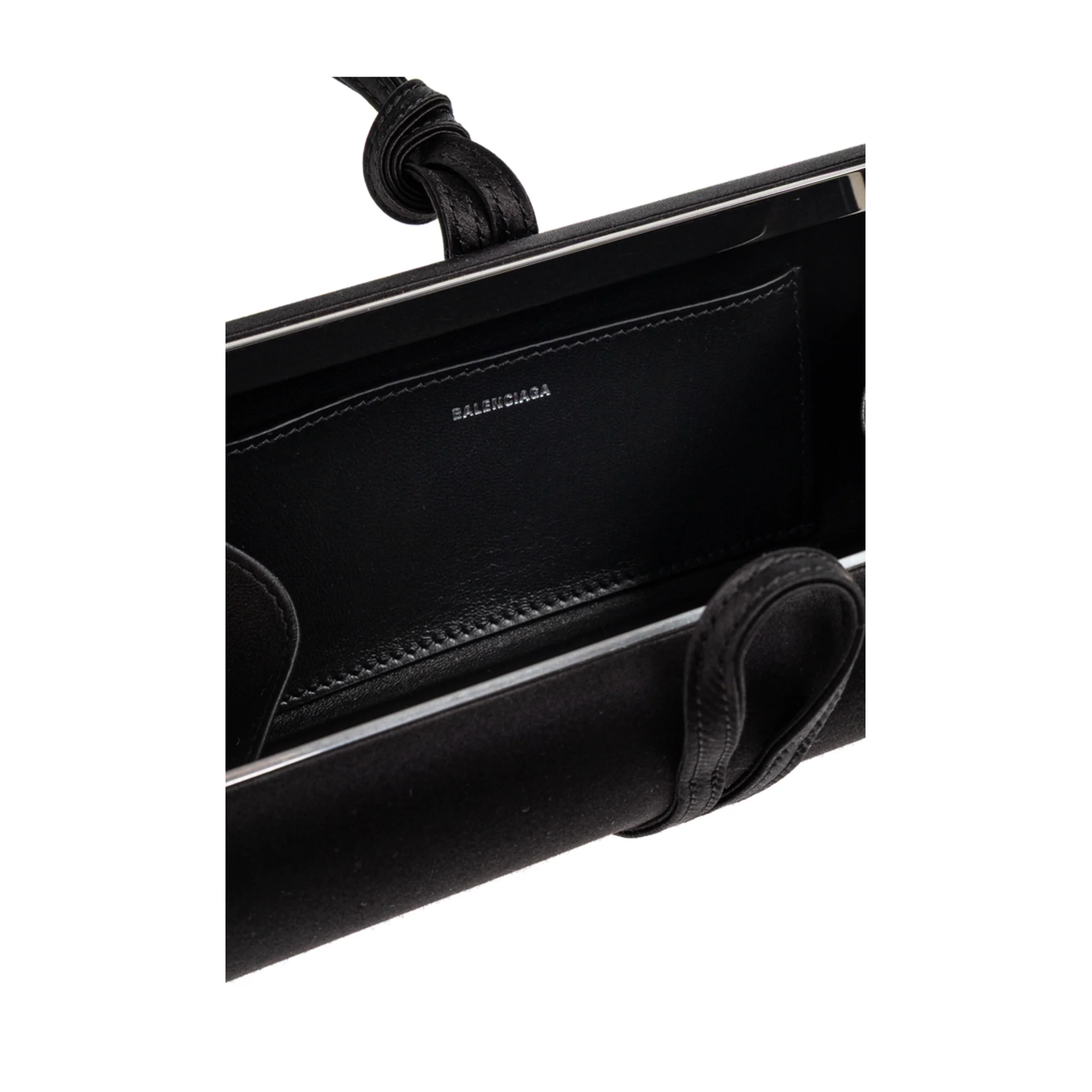 Satin Black Top Handle Bag - Image 5