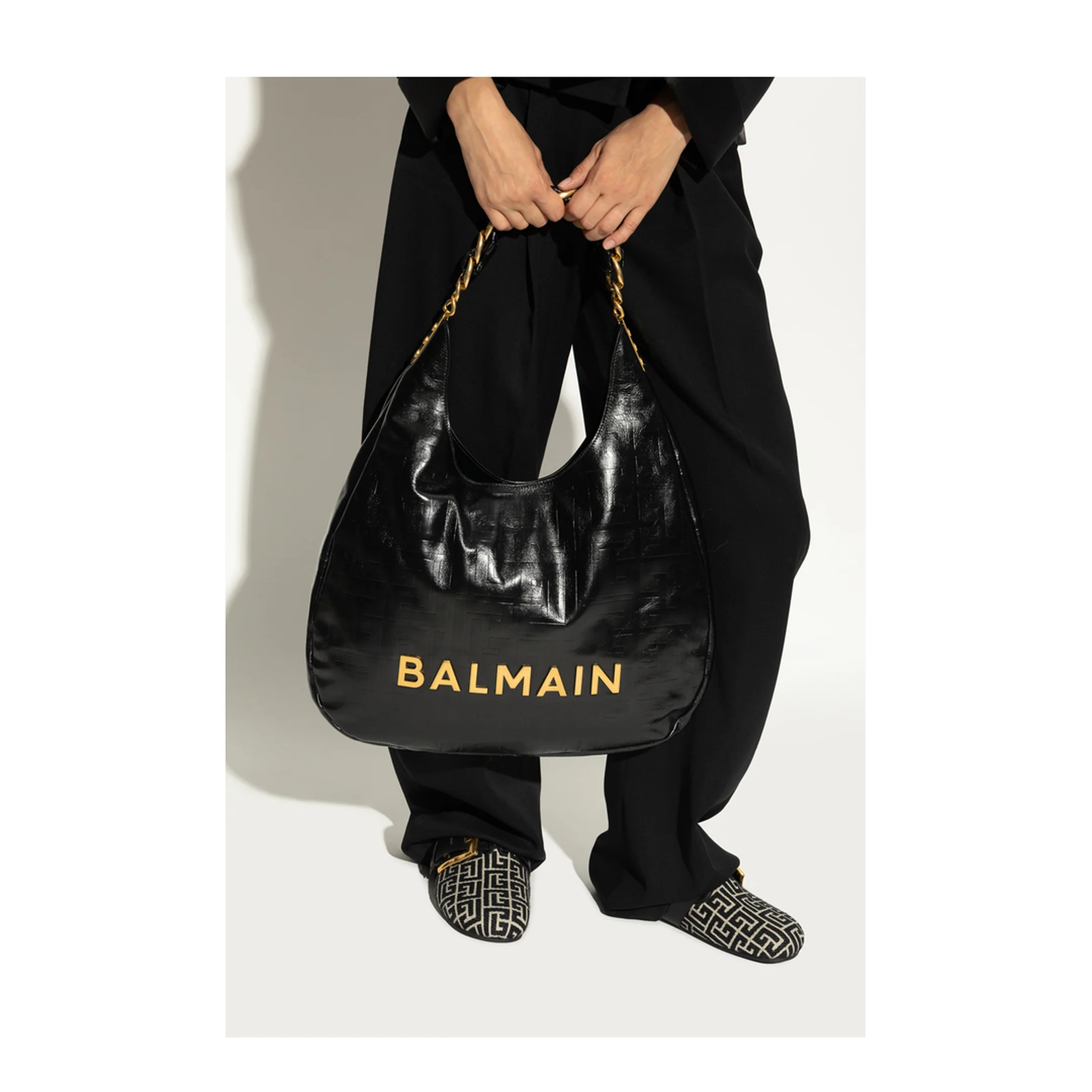 1945 Soft Hobo Crinkled Leather Tote Bag with Monogram - Image 2