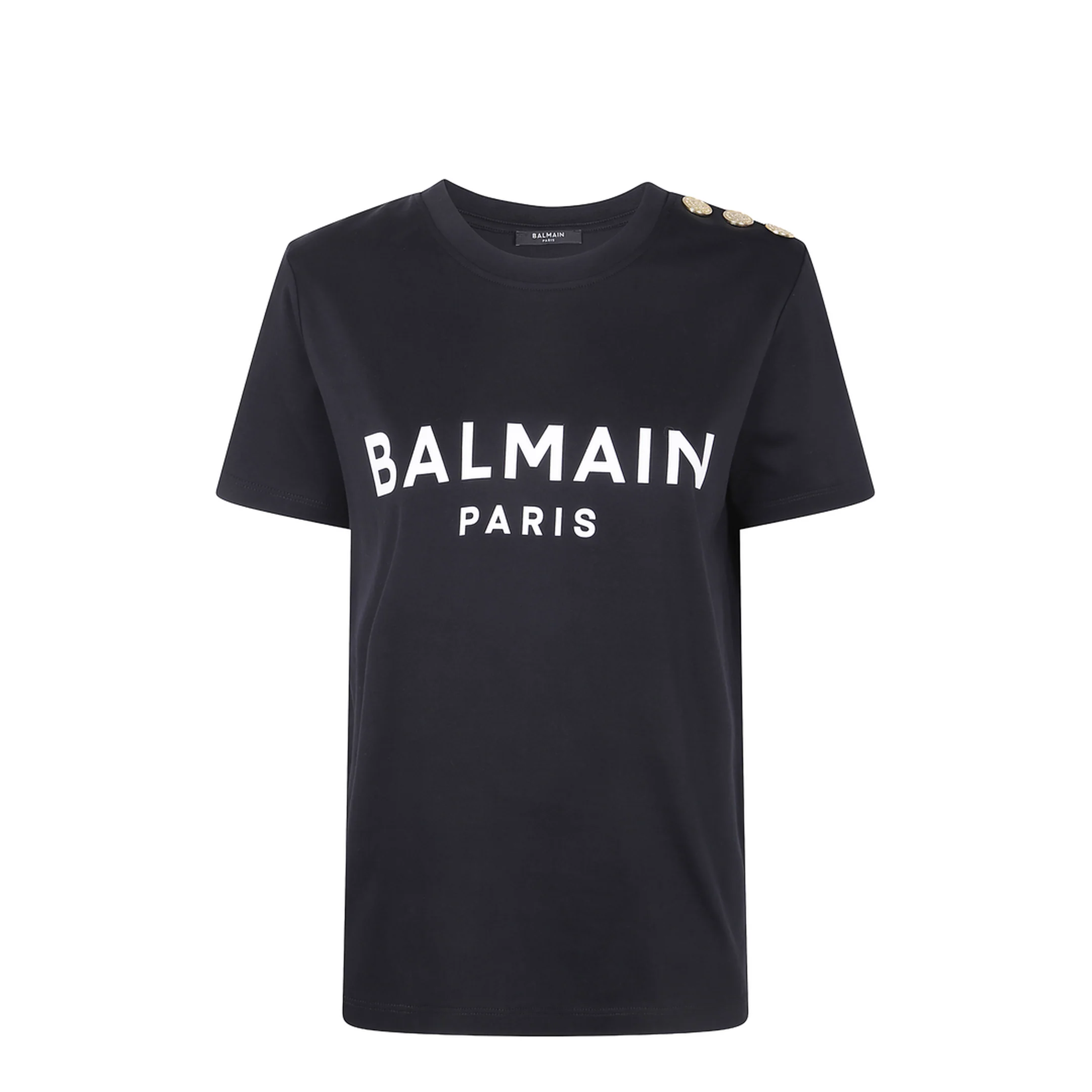 3 Buttons Printed T-Shirt Black - Image 4