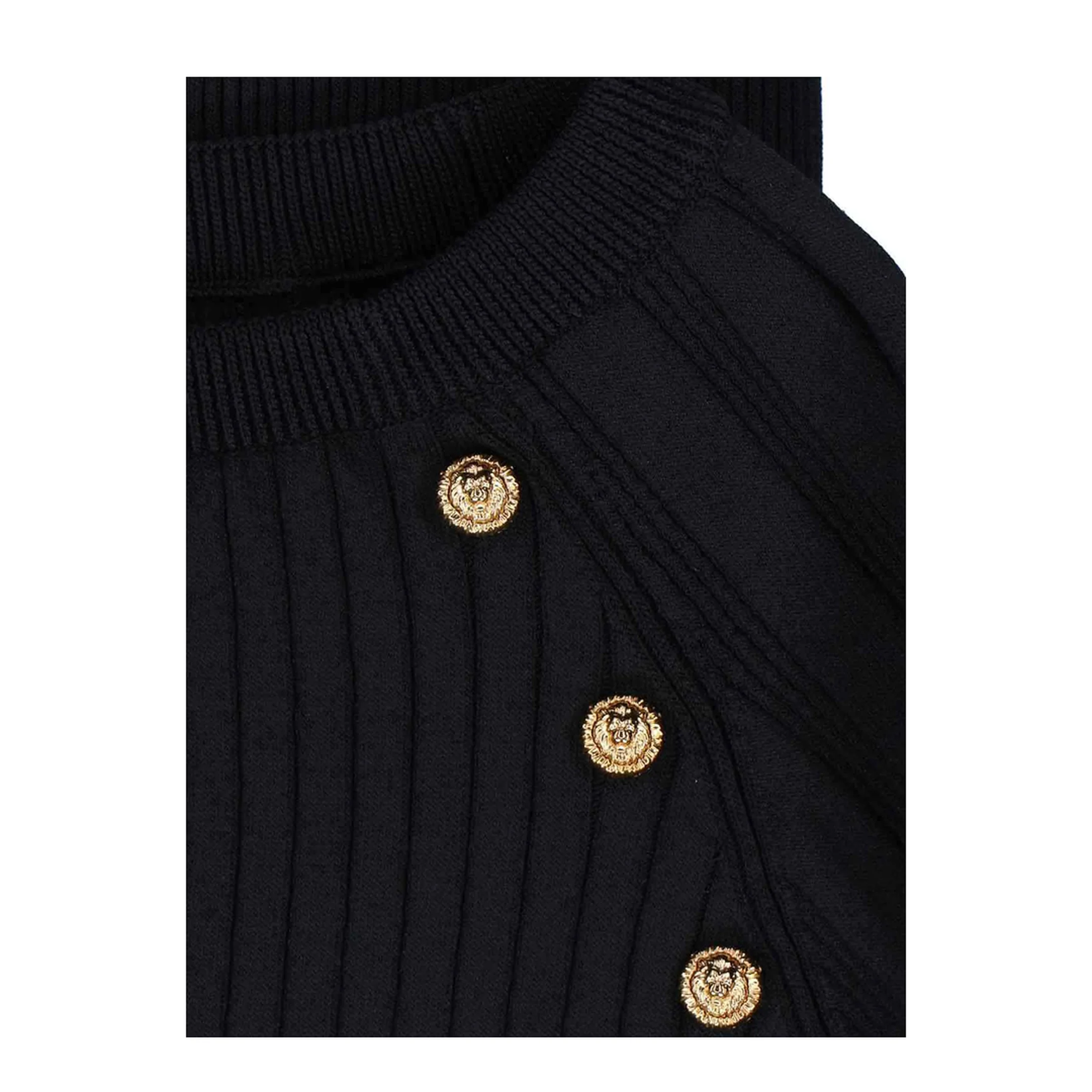 Women's Buttoned Knit Sweater Black - Image 4