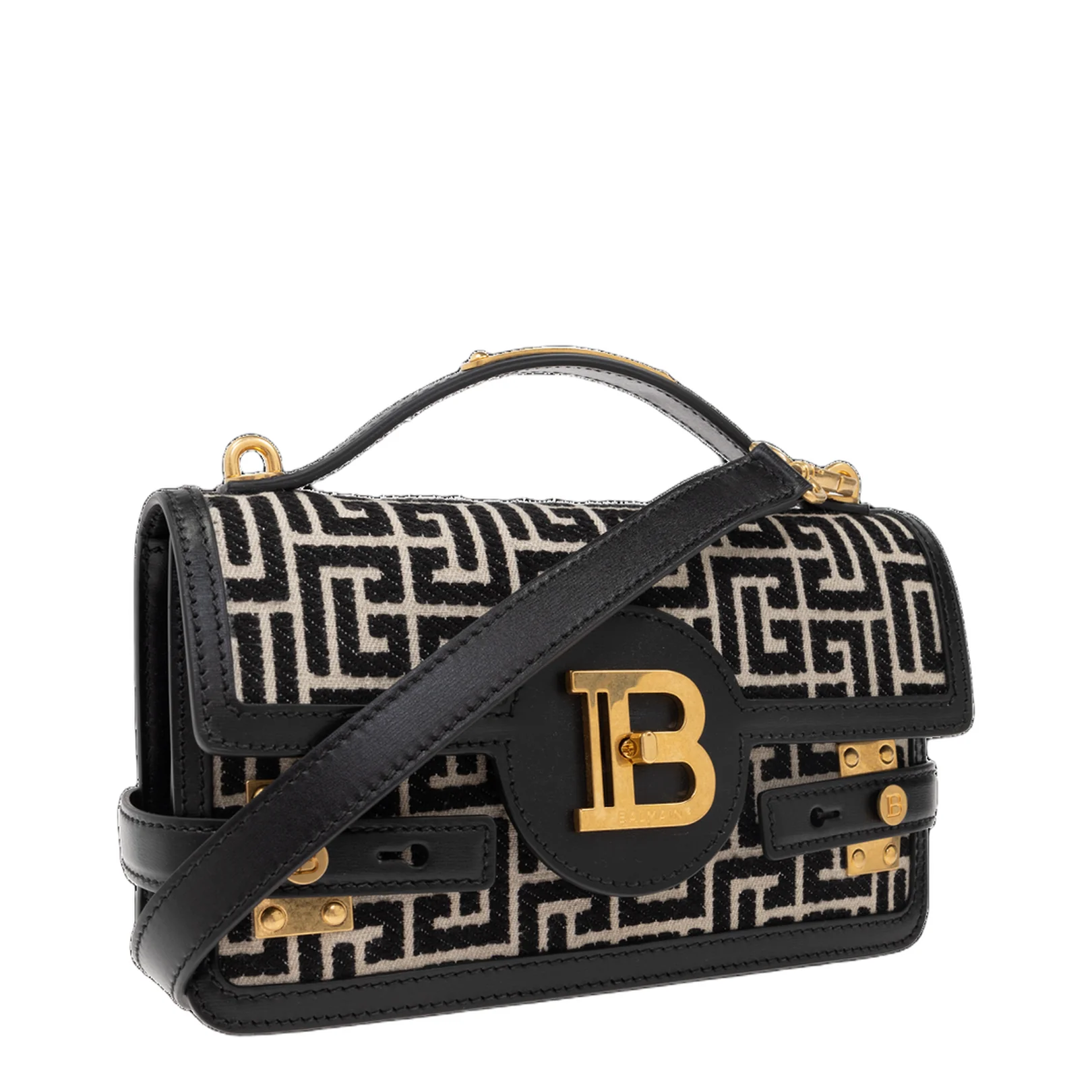B-Buzz Shoulder Bag in Calfskin and PB Jacquard Canvas - Image 3
