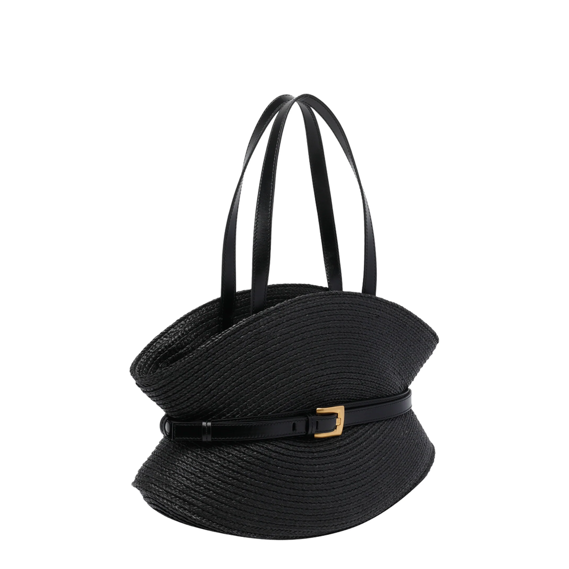 Shuffle Medium Raffia Shoulder Bag - Black - Image 2