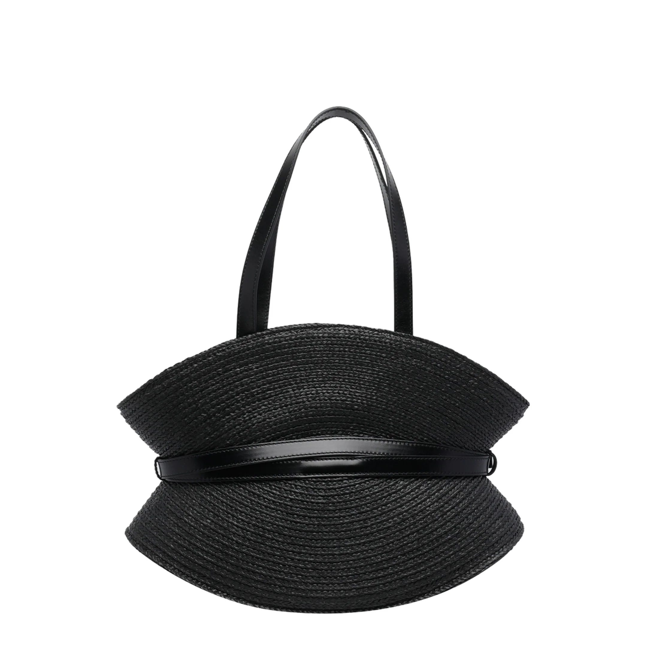 Shuffle Medium Raffia Shoulder Bag - Black - Image 3
