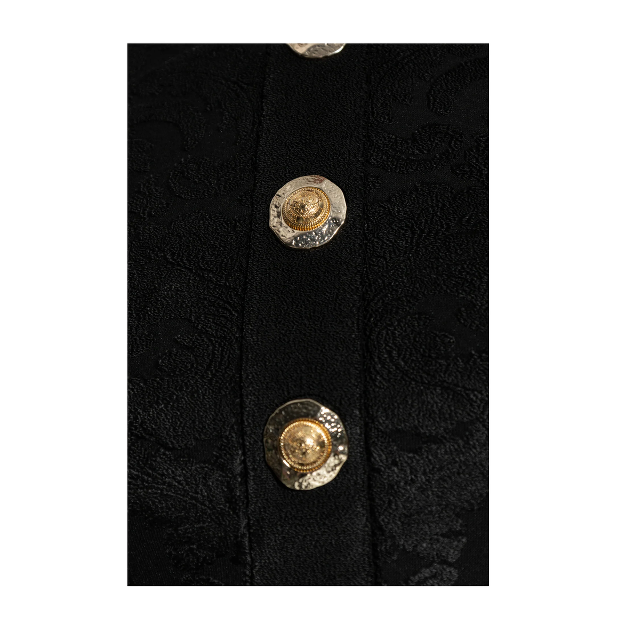 Baroque Pattern Buttoned Top Black - Image 5