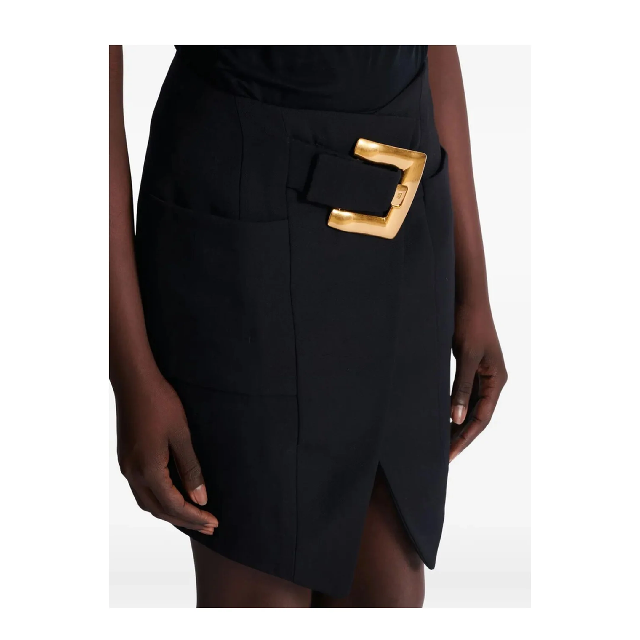 Belted Grain De Poudre Knee Length Skirt - Image 2