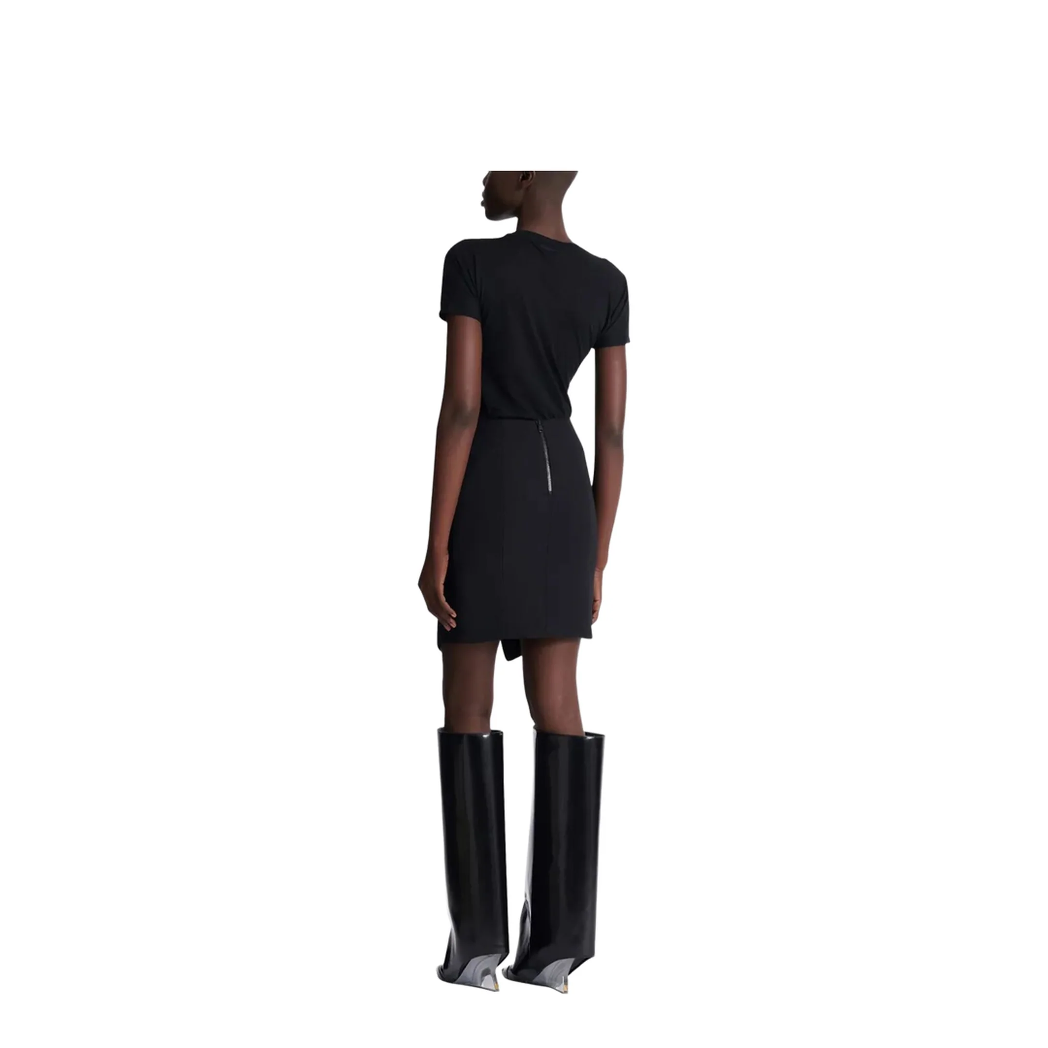 Belted Grain De Poudre Knee Length Skirt - Image 4