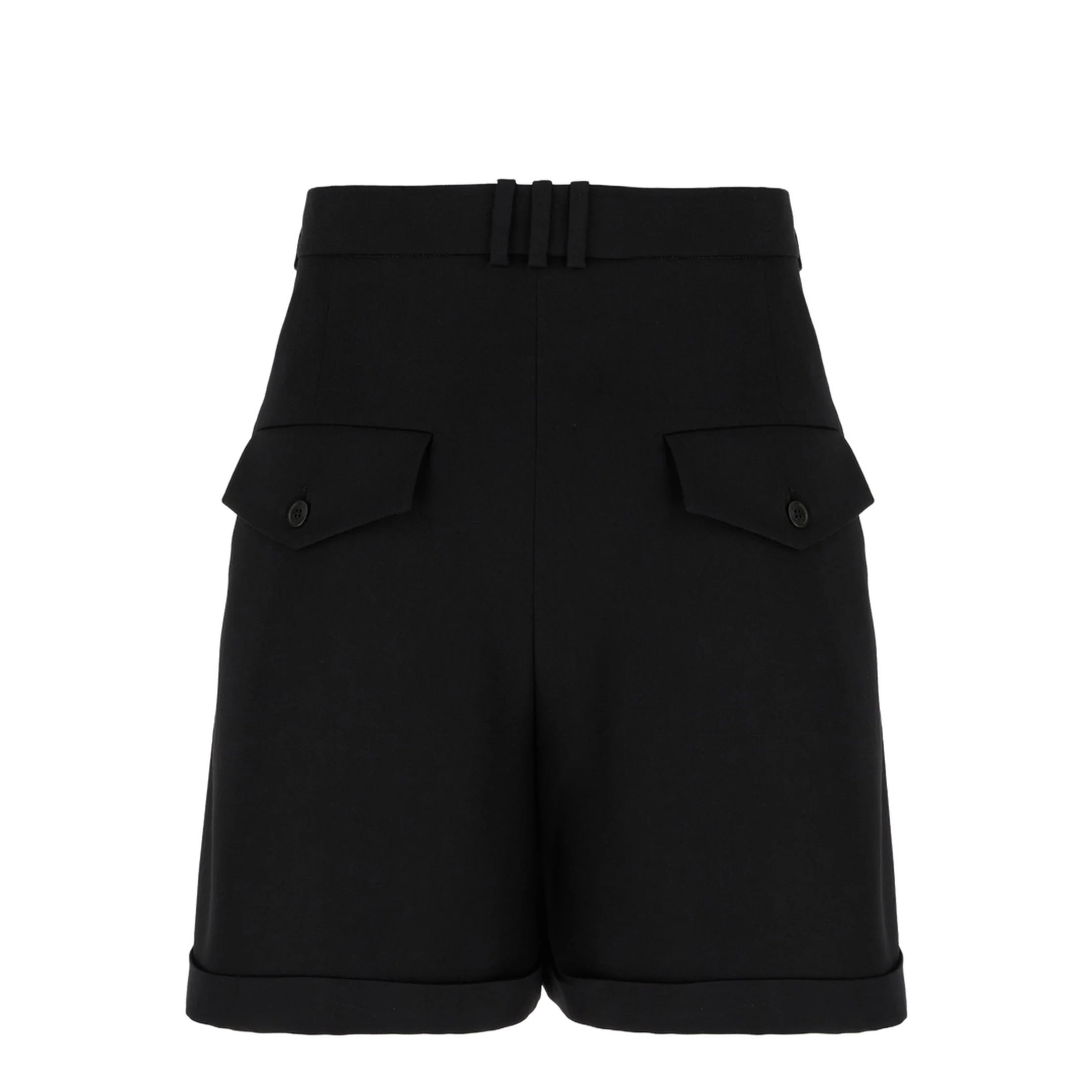 Pleated Gabardine Shorts - Black - Image 2