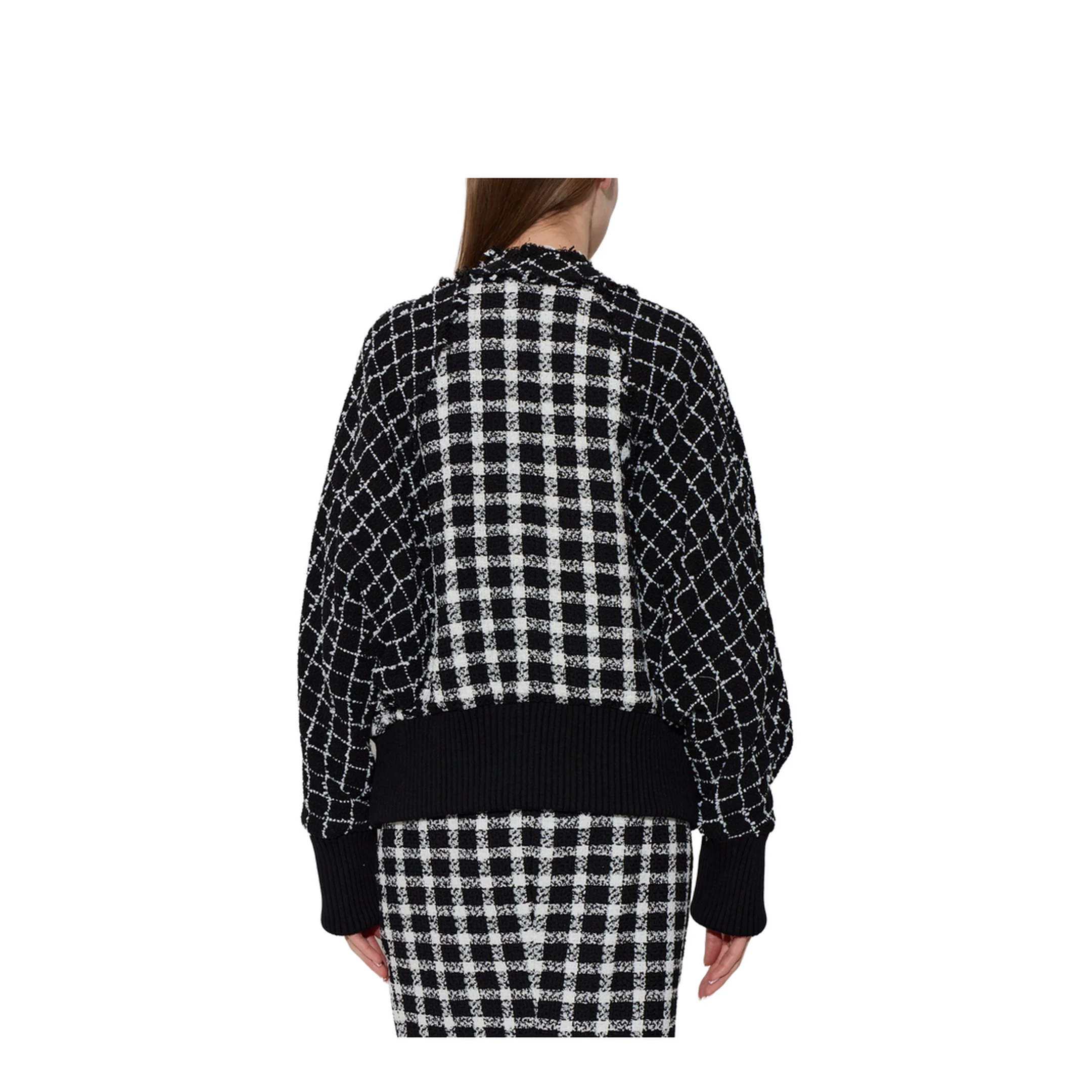 Tweed Bomber Jacket Black - Image 4