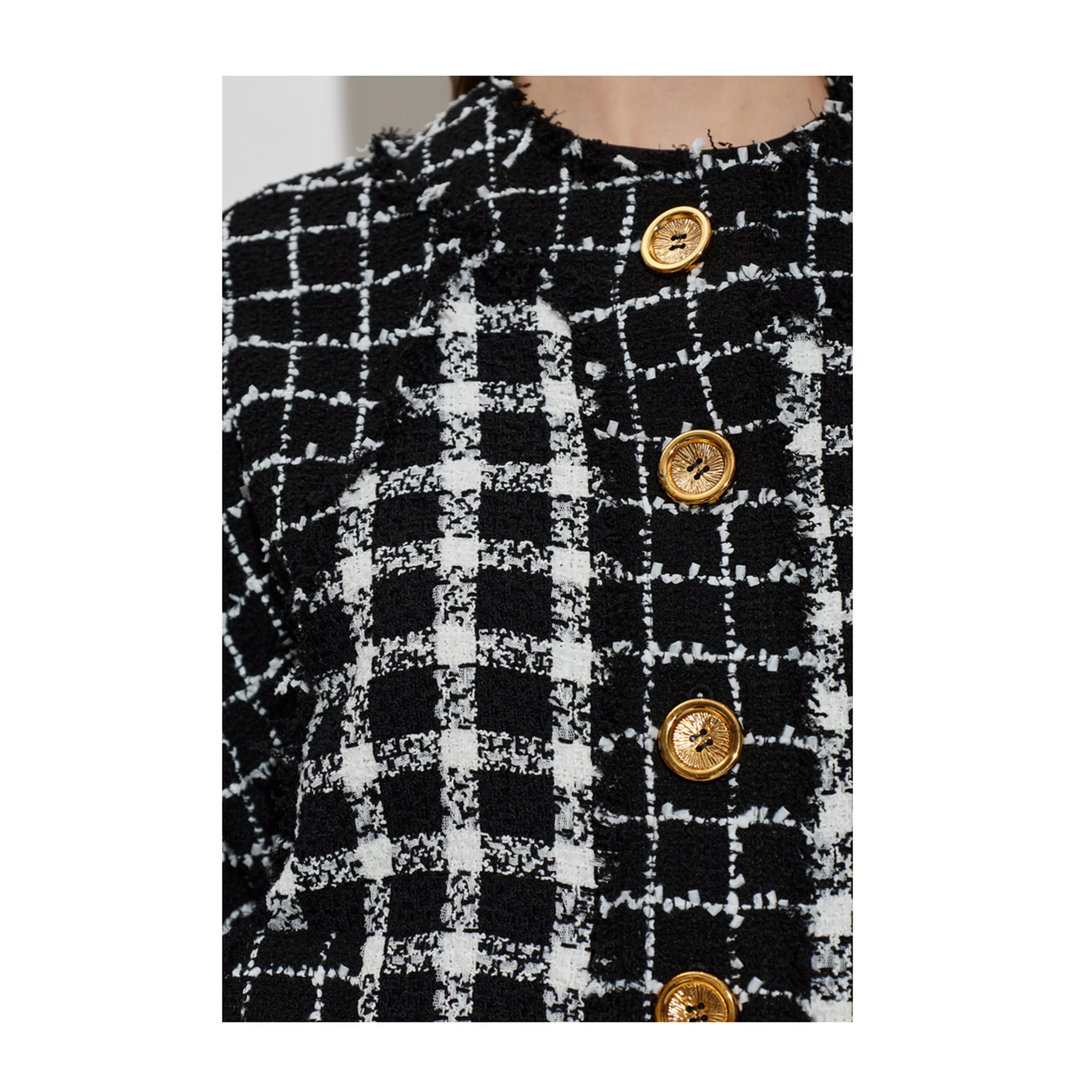 Tweed Bomber Jacket Black - Image 5