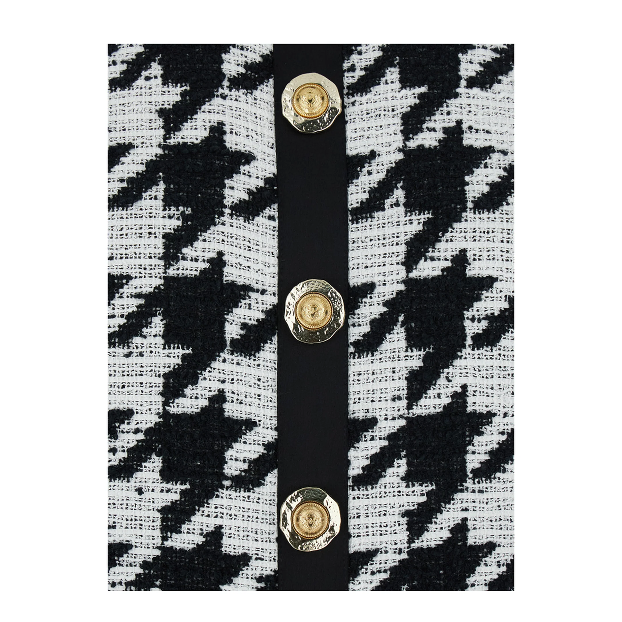 Buttoned Halterneck Tweed & Satin Dress - Image 2