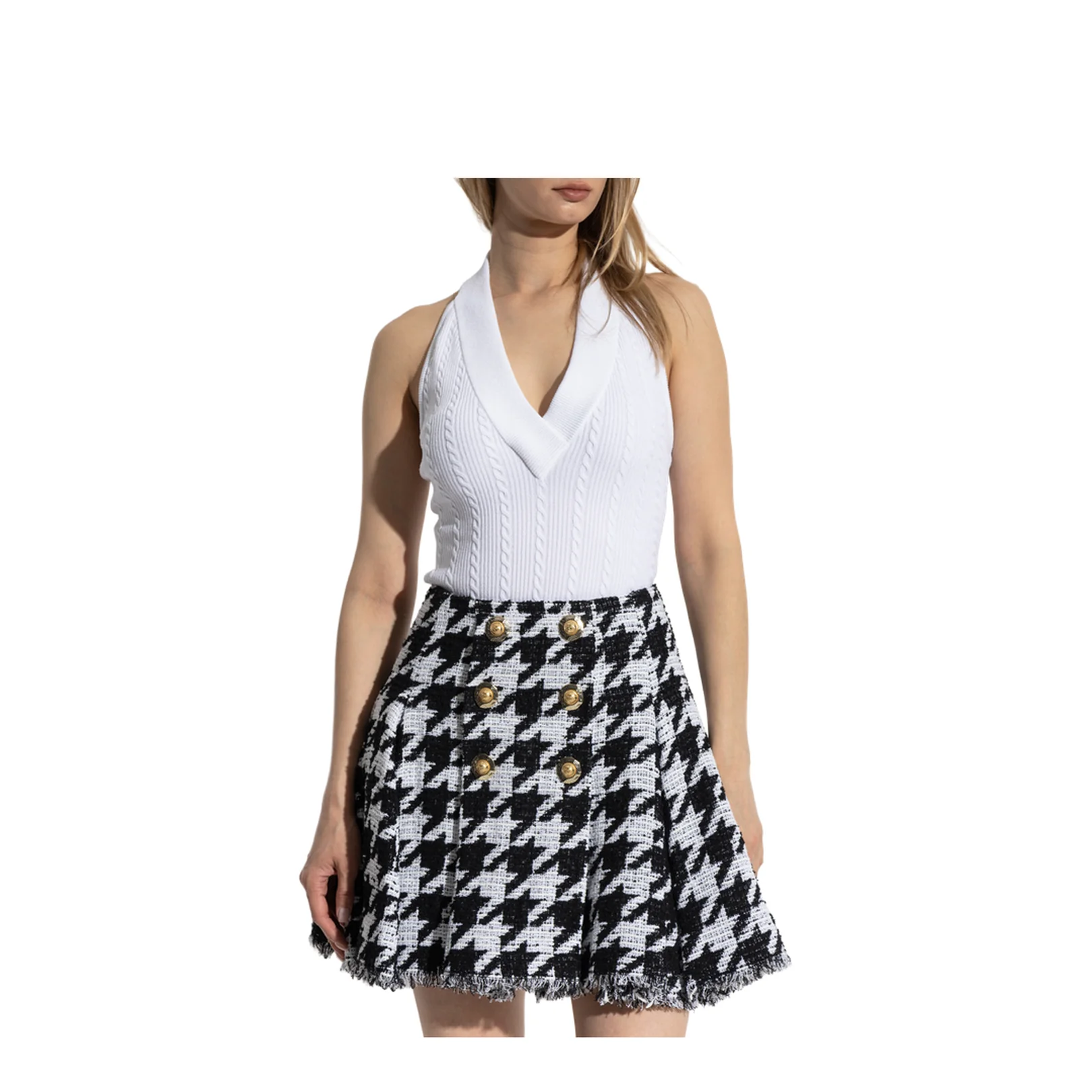 Cable-knit Halterneck Top White - Image 3