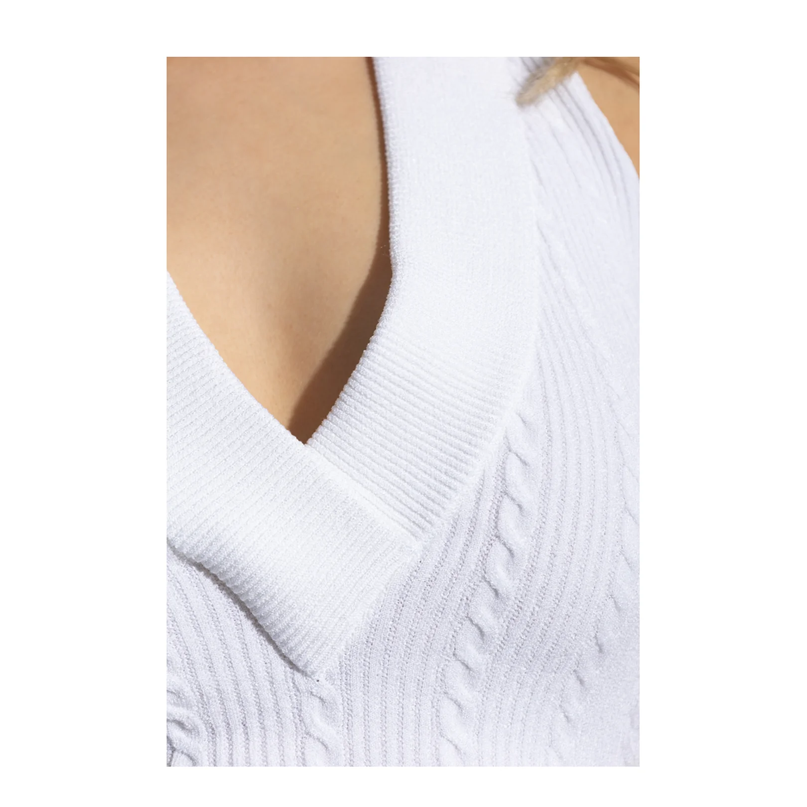 Cable-knit Halterneck Top White - Image 5