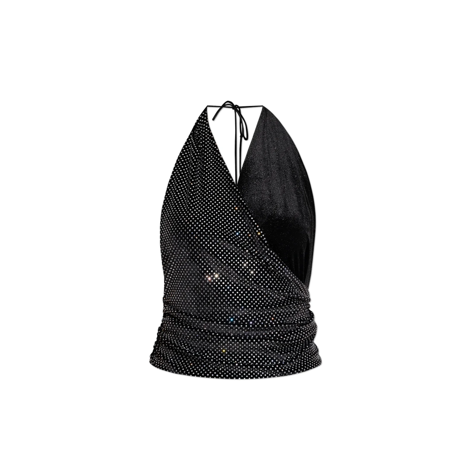 Crystal Embellished Halterneck Top Black