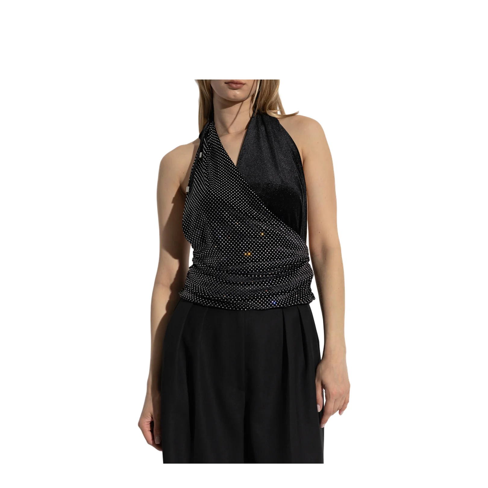 Crystal Embellished Halterneck Top Black - Image 3