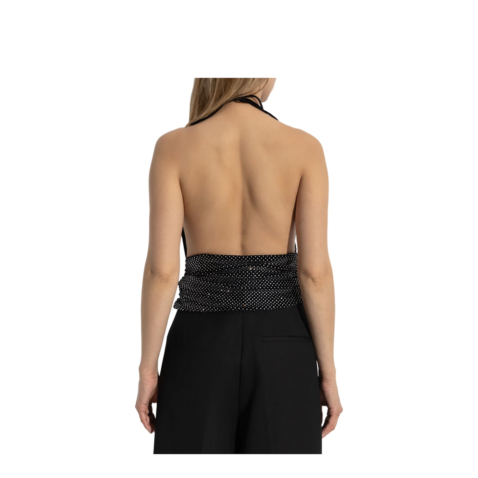 Crystal Embellished Halterneck Top Black - Image 4