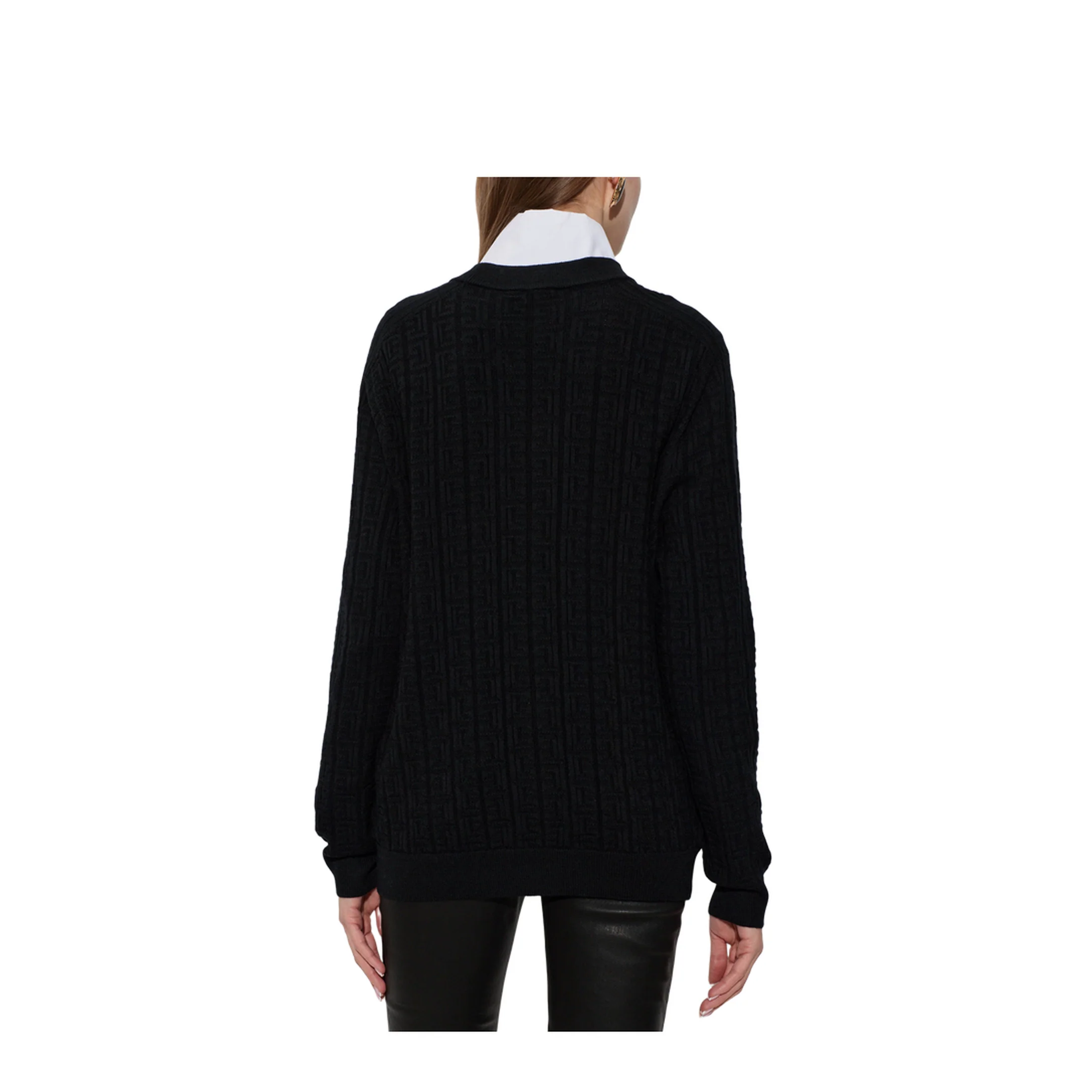 Ribbed Buttoned Cardigan Black - Image 4