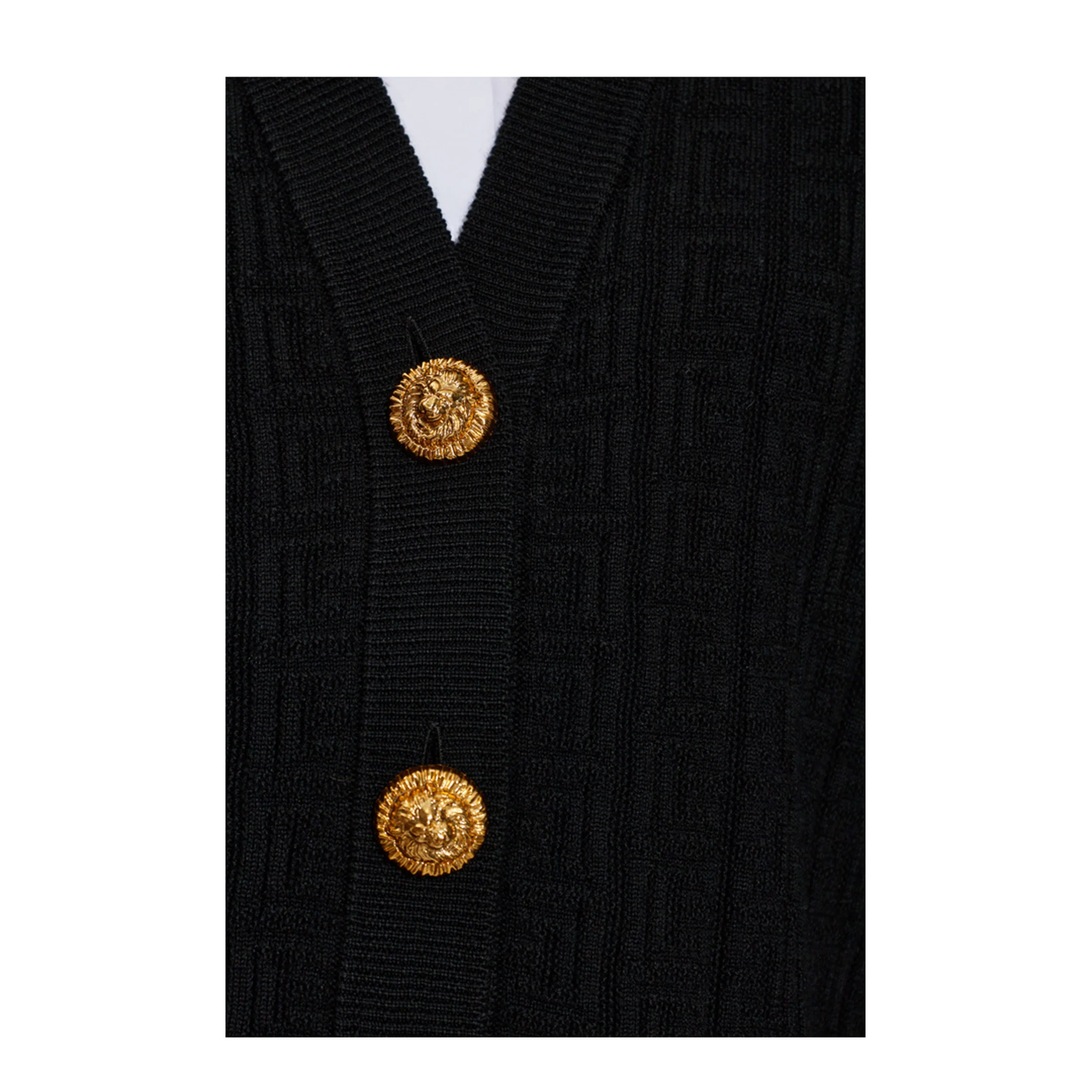Ribbed Buttoned Cardigan Black - Image 5