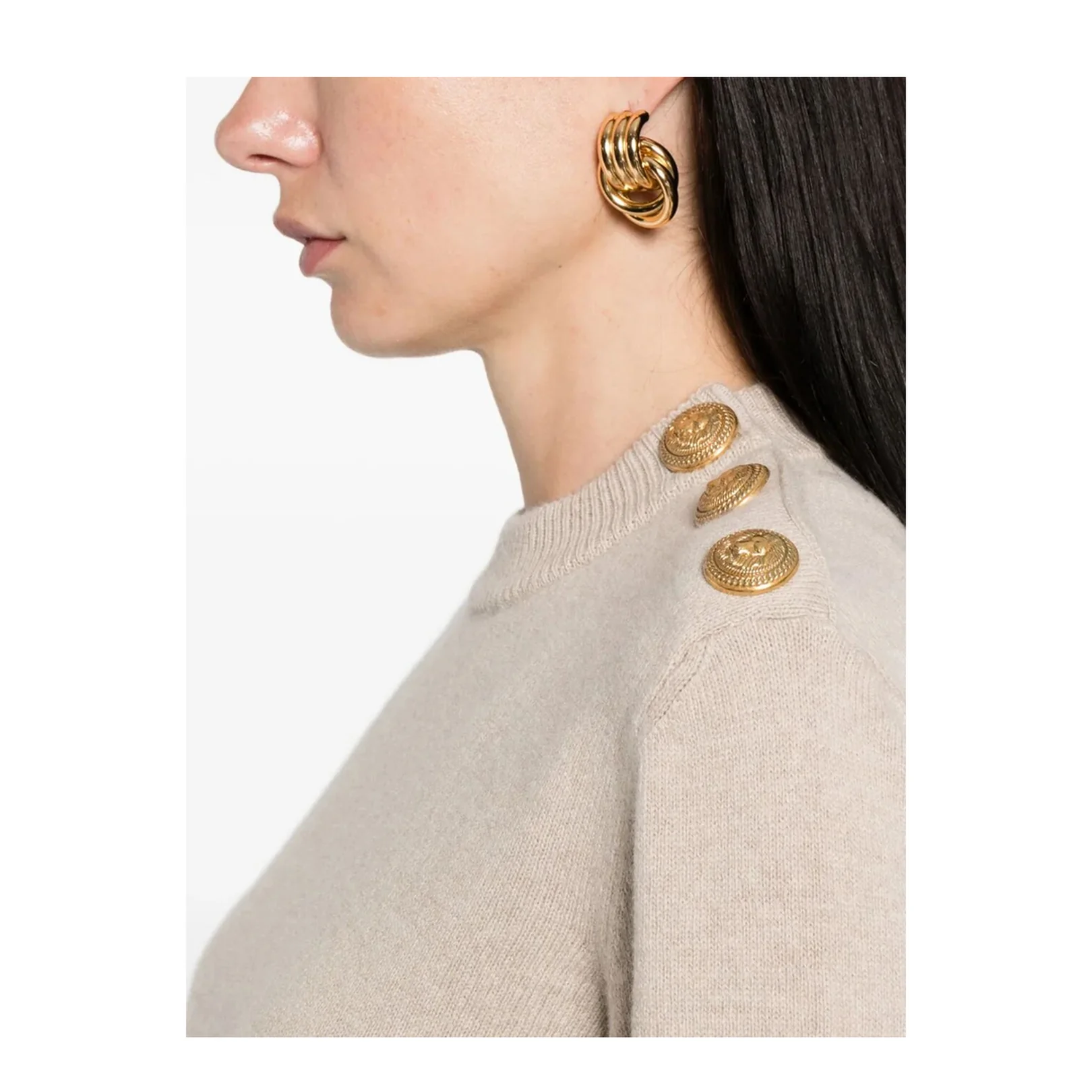 Cashmere Blend Buttoned Sweater - Image 5