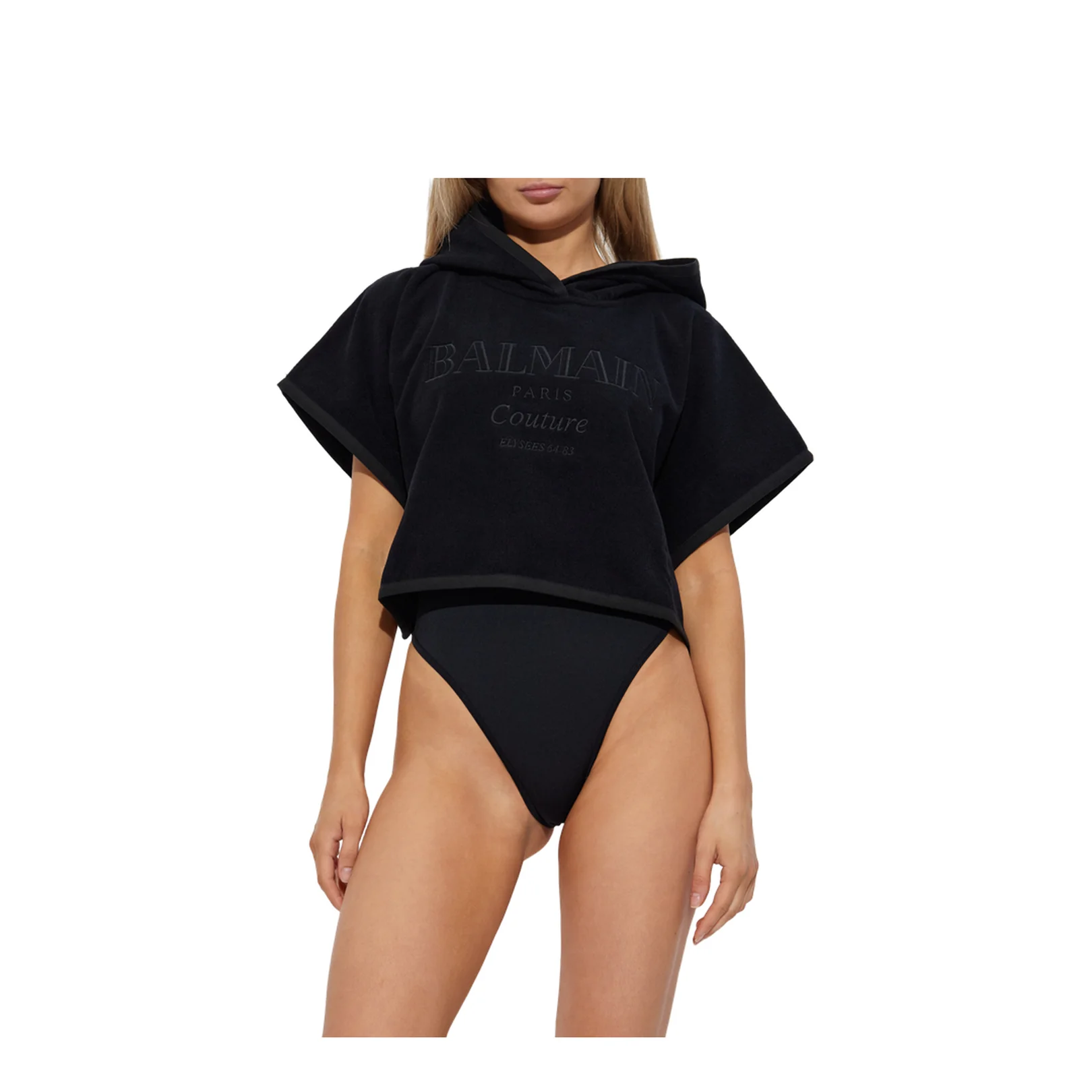 Cotton Poncho Crop Black - Image 2