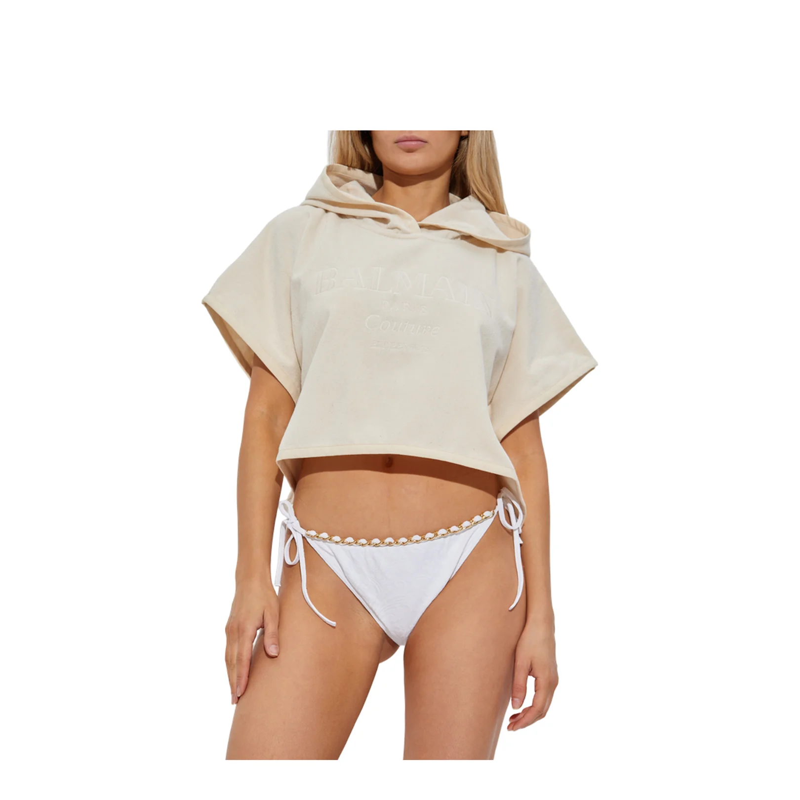 Cotton Poncho Crop Cream - Image 2